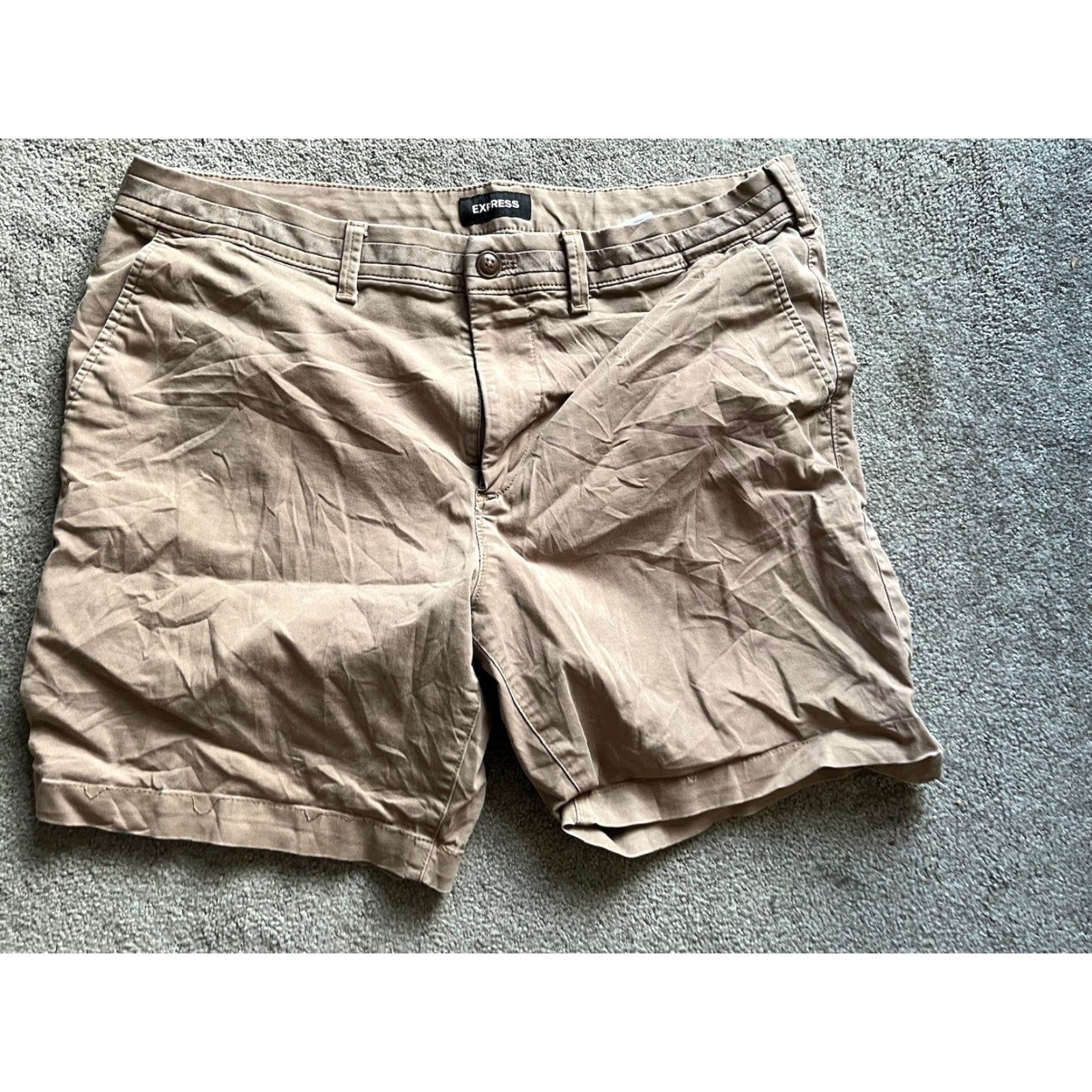 Express EXPRESS Slim Above The Knee Beige Chino Shorts Size 36 Men Regular Beige Slim Chino Shorts 36 Express Size US 36 / EU 52 - 2 Thumbnail