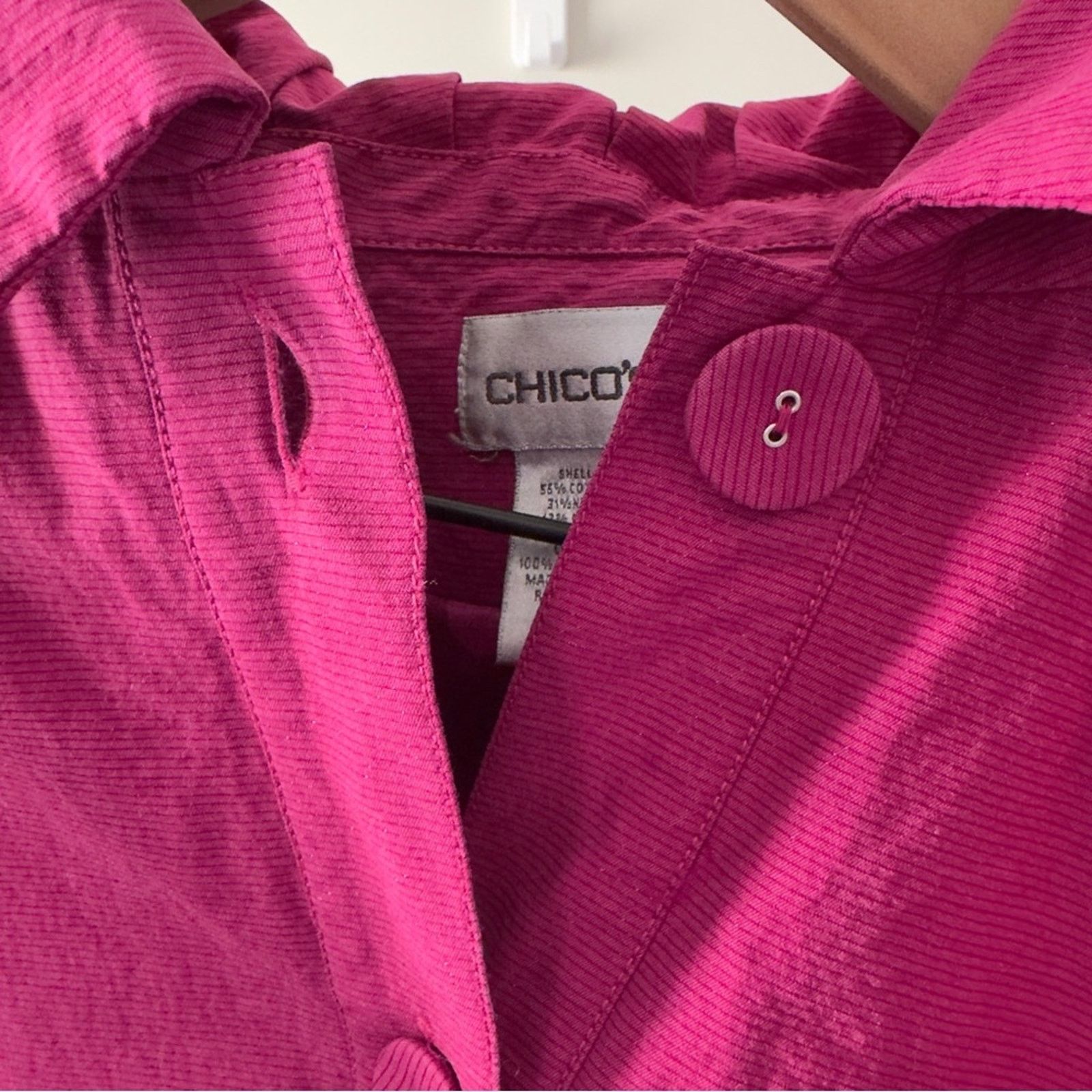 Chicos Chico’s 2000s Vintage Y2K Sparkly Vibrant Pink Button-Up EUC Size L / US 10 / IT 46 - 6 Thumbnail