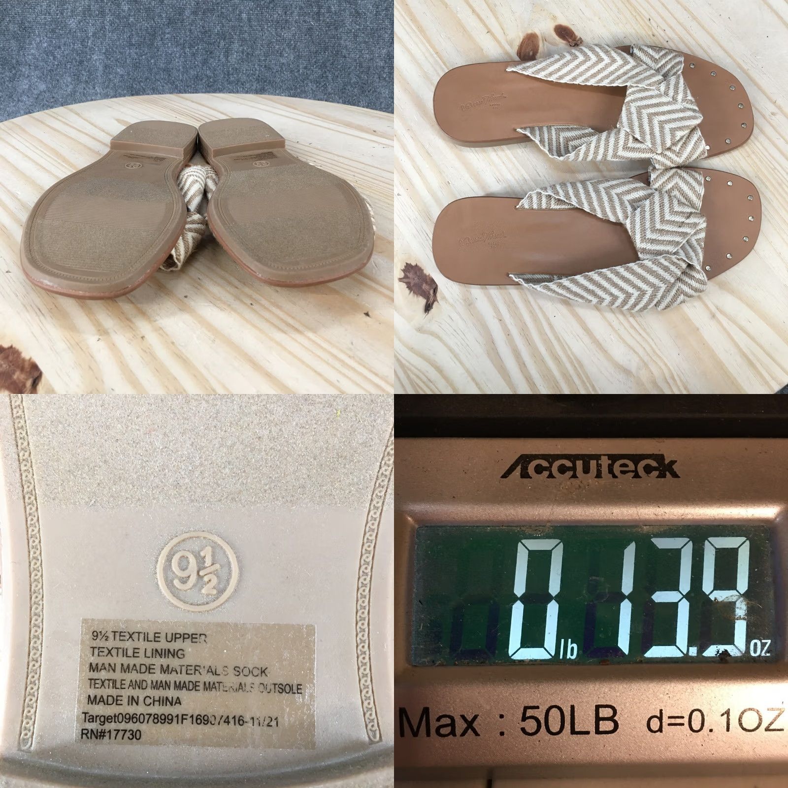 Vintage Universal Thread Sandals Womens 9.5 Louise Chevron Knotted Slide Brown Striped Size US 10 / IT 40 - 9 Thumbnail