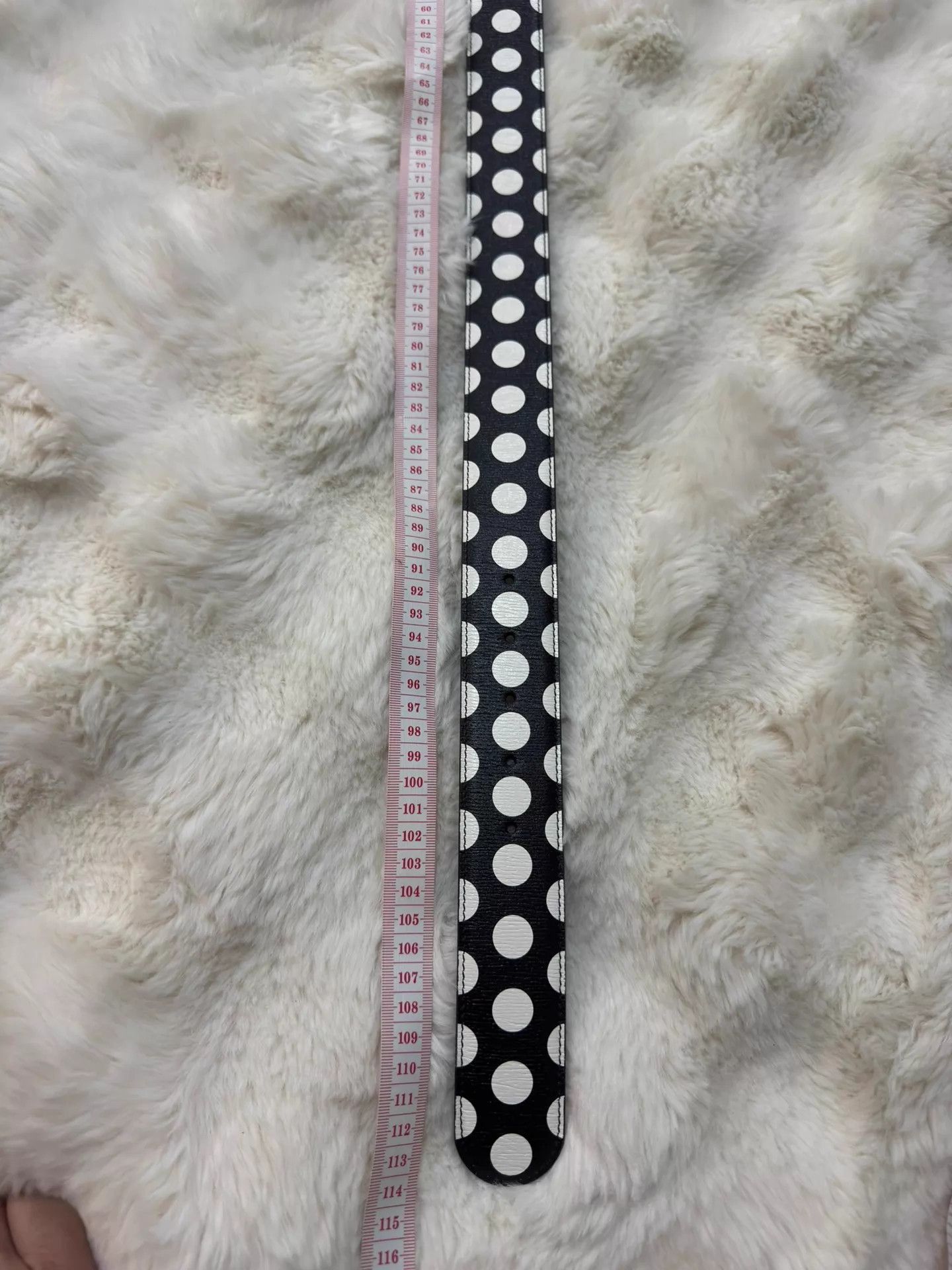 Gucci Gucci Gold Buckle Black & White Polka Dot Belt With Tags Size ONE SIZE - 8 Thumbnail