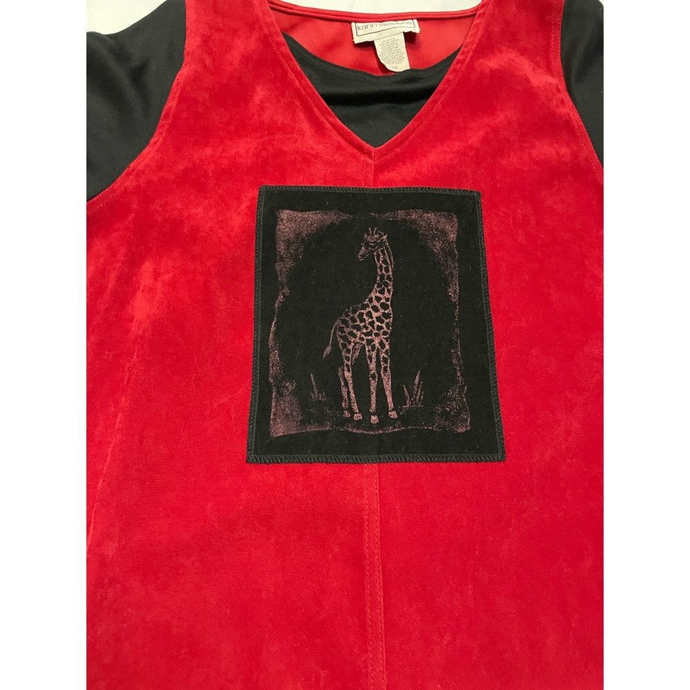 Other Karin Stevens Long Sleeve Maxi Red Dress With Giraffe Appli Size L / US 10 / IT 46 - 9 Thumbnail