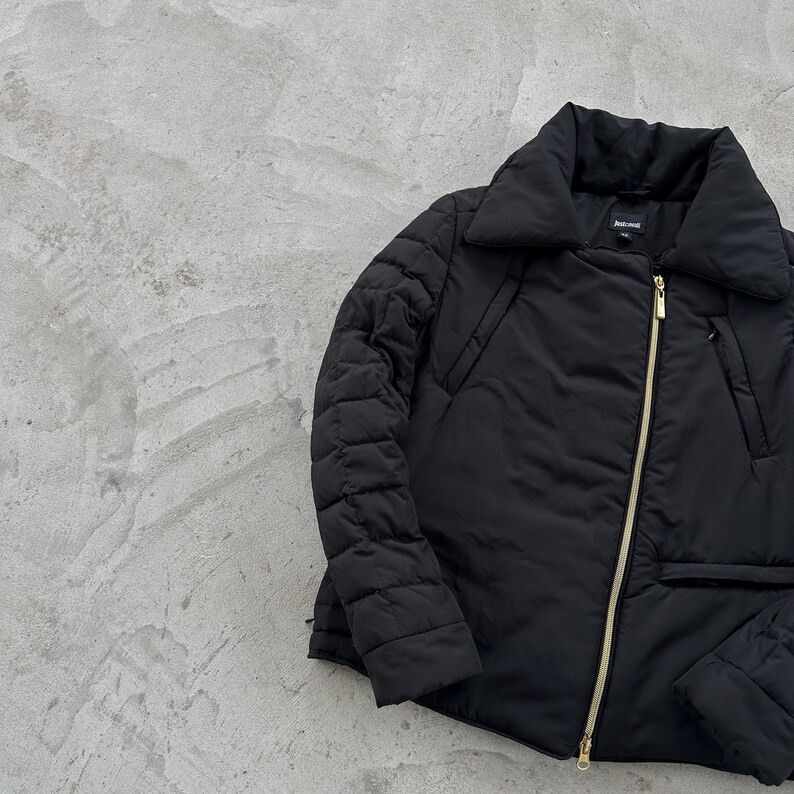 Roberto Cavalli Just Cavalli Asymmetric Down Puffer Jacket Golden Logo S Size S / US 4 / IT 40 - 3 Thumbnail