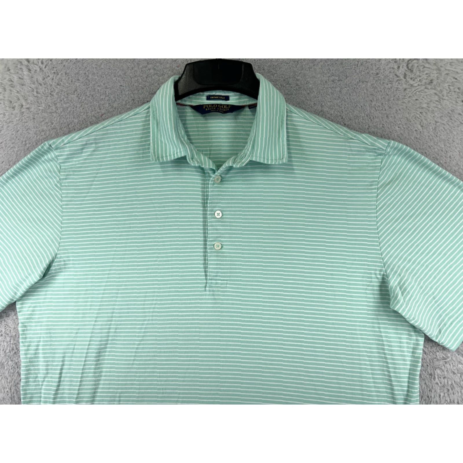 Ralph Lauren Polo Ralph Lauren Polo Shirt Men Large Green Striped Golf Vintage Lisle Jersey Size US L / EU 52-54 / 3 - 4 Thumbnail