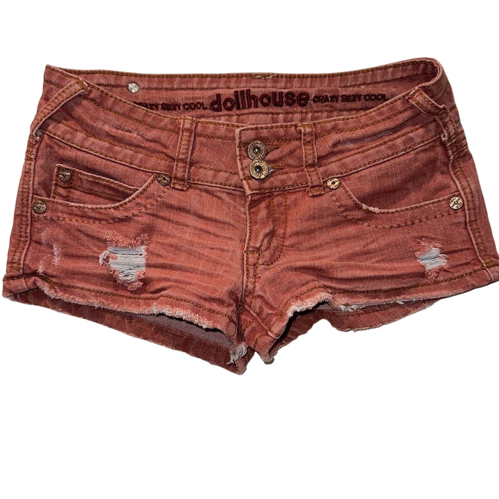 King Baby Studio Dollhouse Denim Shorts Red Distressed Size 1 Zip Fly 5pocket Size 25" / US 0 / IT 36 - 3 Thumbnail