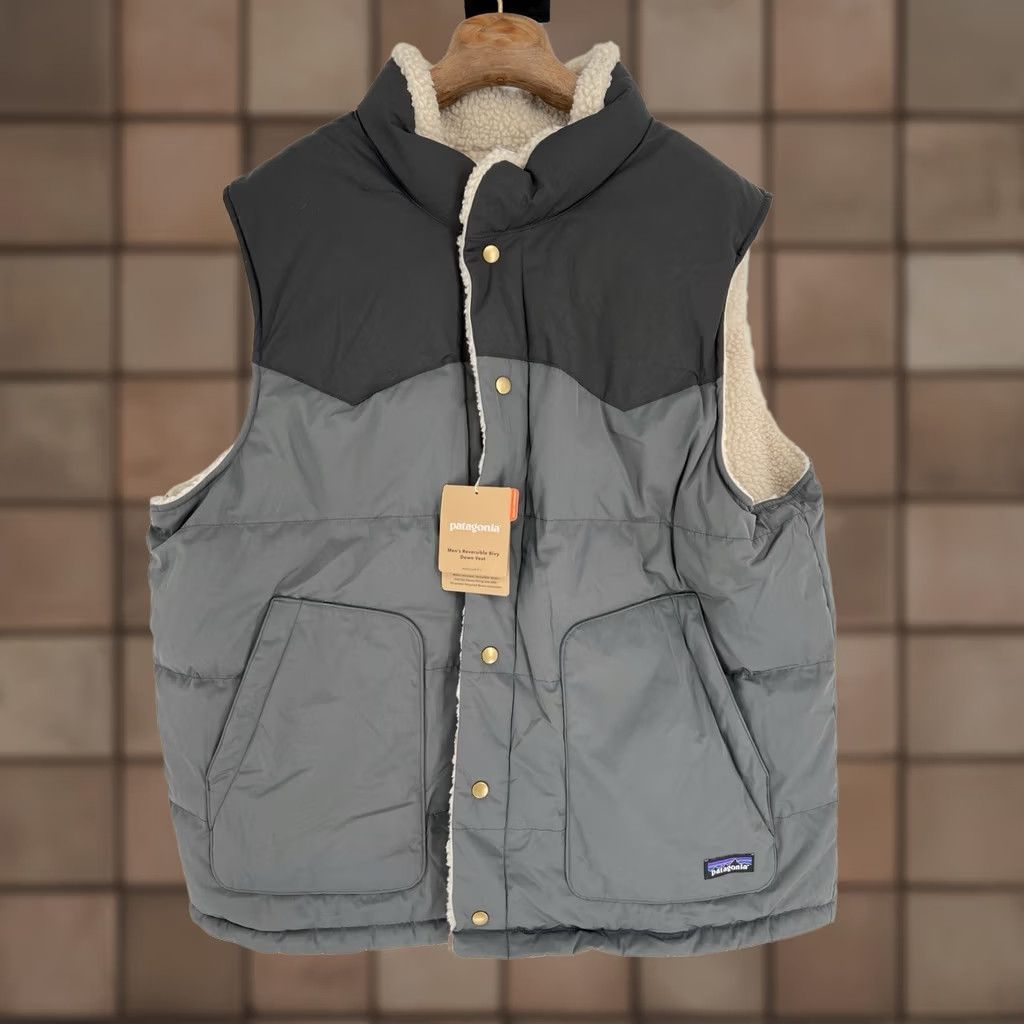 Patagonia Patagonia Bivy Down Puffer Vest Forged Gray Reversible Mens 2XL Nylon Zip Snap Stand-Up Collar Insulated 600 Size US XXL / EU 58 / 5 - 1 Thumbnail
