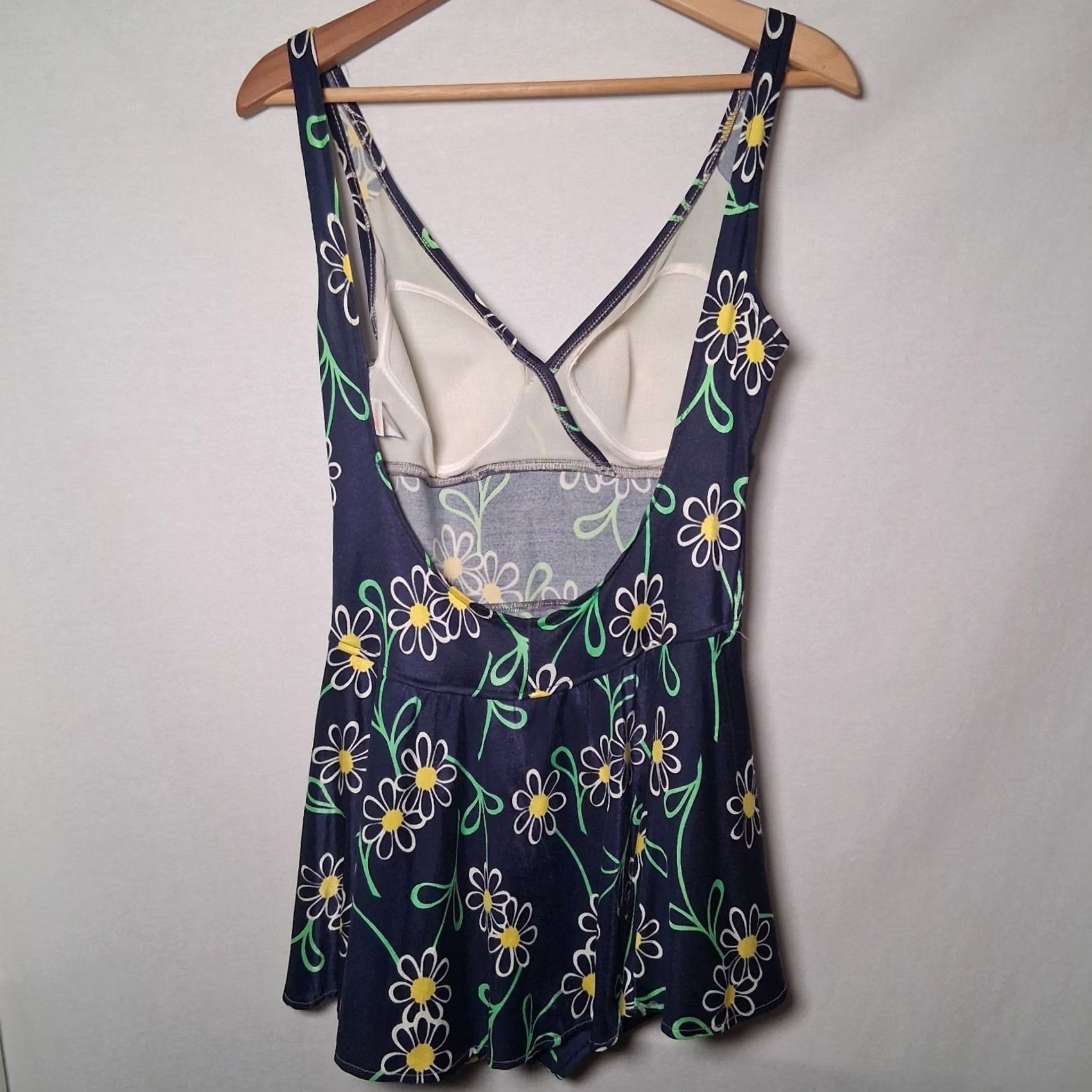 Jantzen VINTAGE Jantzen Bathing Suit Dress Blue Daisy Flowers 16 60s 70s USA Size XXL / US 16-18 / IT 52-54 - 2 Thumbnail