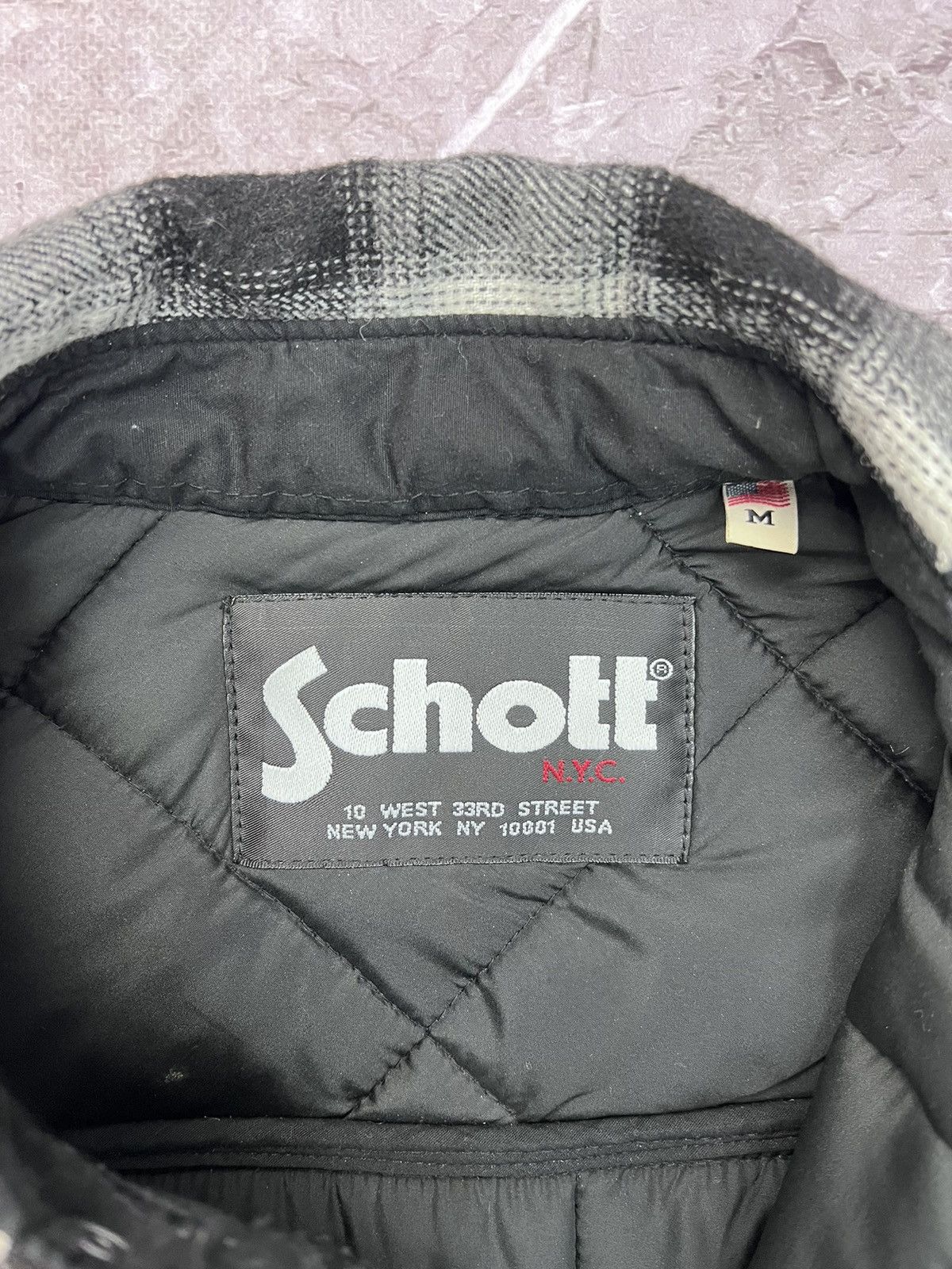 Schott × Vintage Schott NYC DOWN Wool SHIRT BUTTON Jacket BOMBER Size US M / EU 48-50 / 2 - 6 Thumbnail