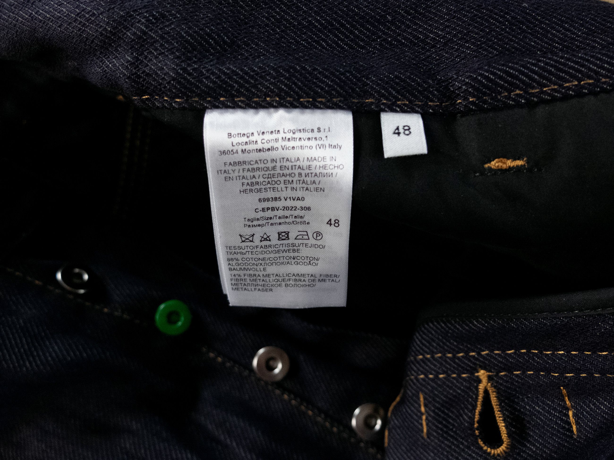 Bottega Veneta BOTTEGA VENETA navy blue crumpled metallic effect jeans 32 Size US 32 / EU 48 - 9 Thumbnail