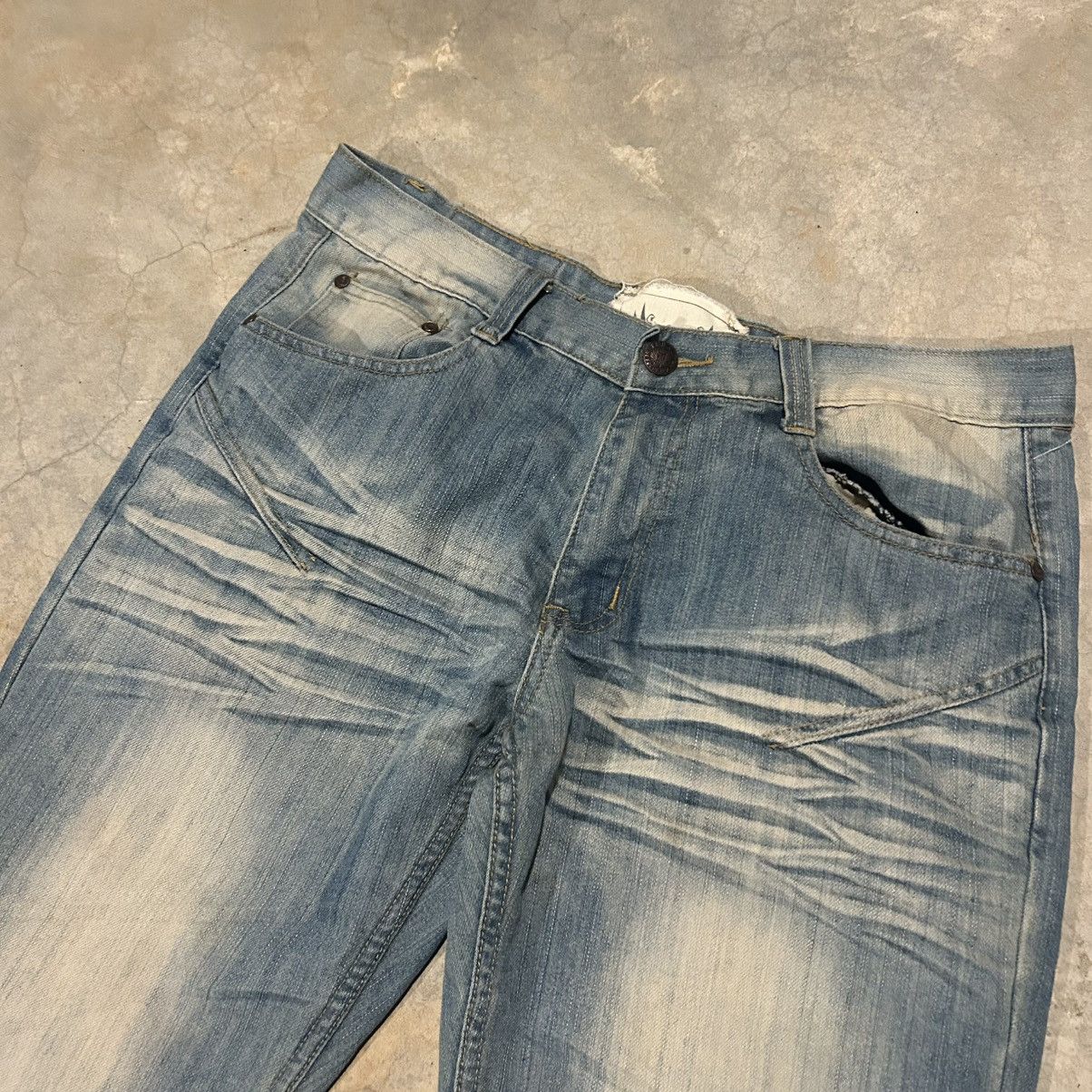 Japanese Brand × Vintage Crazy Vintage Y2K Faded Flap Pocket Baggy Jeans Cyber Skater Size US 34 / EU 50 - 9 Thumbnail