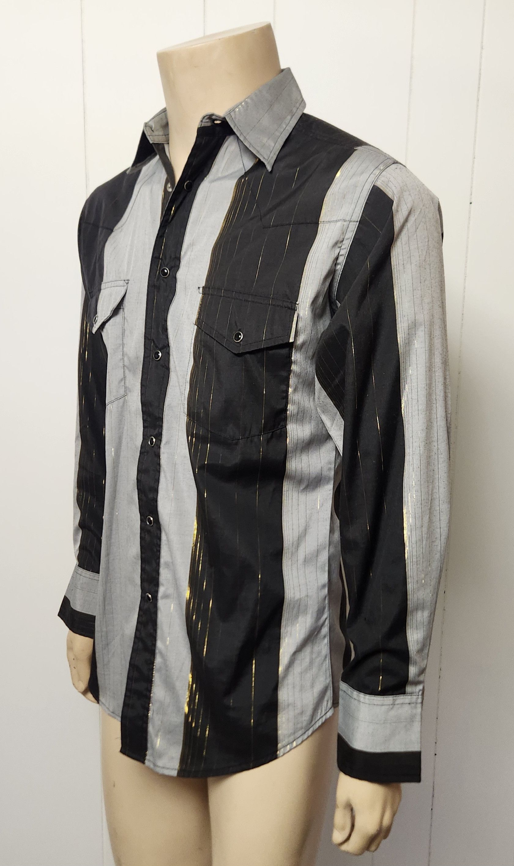 Wrangler men's Western shirt S Wrangler vintage 1980s stripe metallic Size US S / EU 44-46 / 1 - 2 Thumbnail