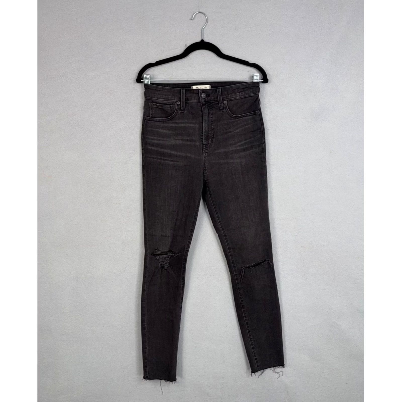 Madewell Madewell Jeans Womens 28 Gray Curvy High Rise Skinny Distressed Raw Hem Stretch Jeans Size 28" / US 6 / IT 42 - 2 Thumbnail