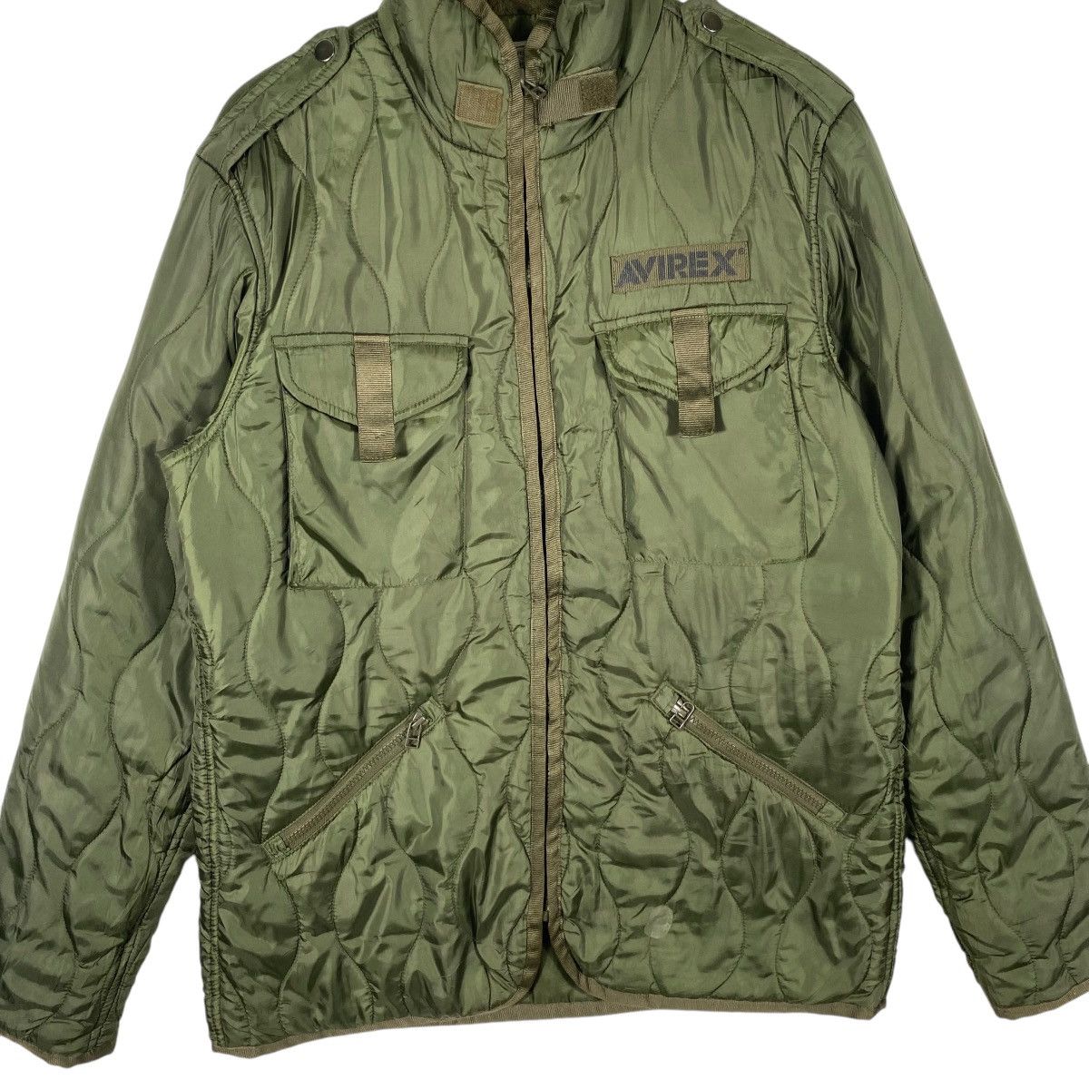 Avirex × Japanese Brand Vintage Avirex Quilted Zipper Jacket L Size Green Army Size US L / EU 52-54 / 3 - 4 Thumbnail