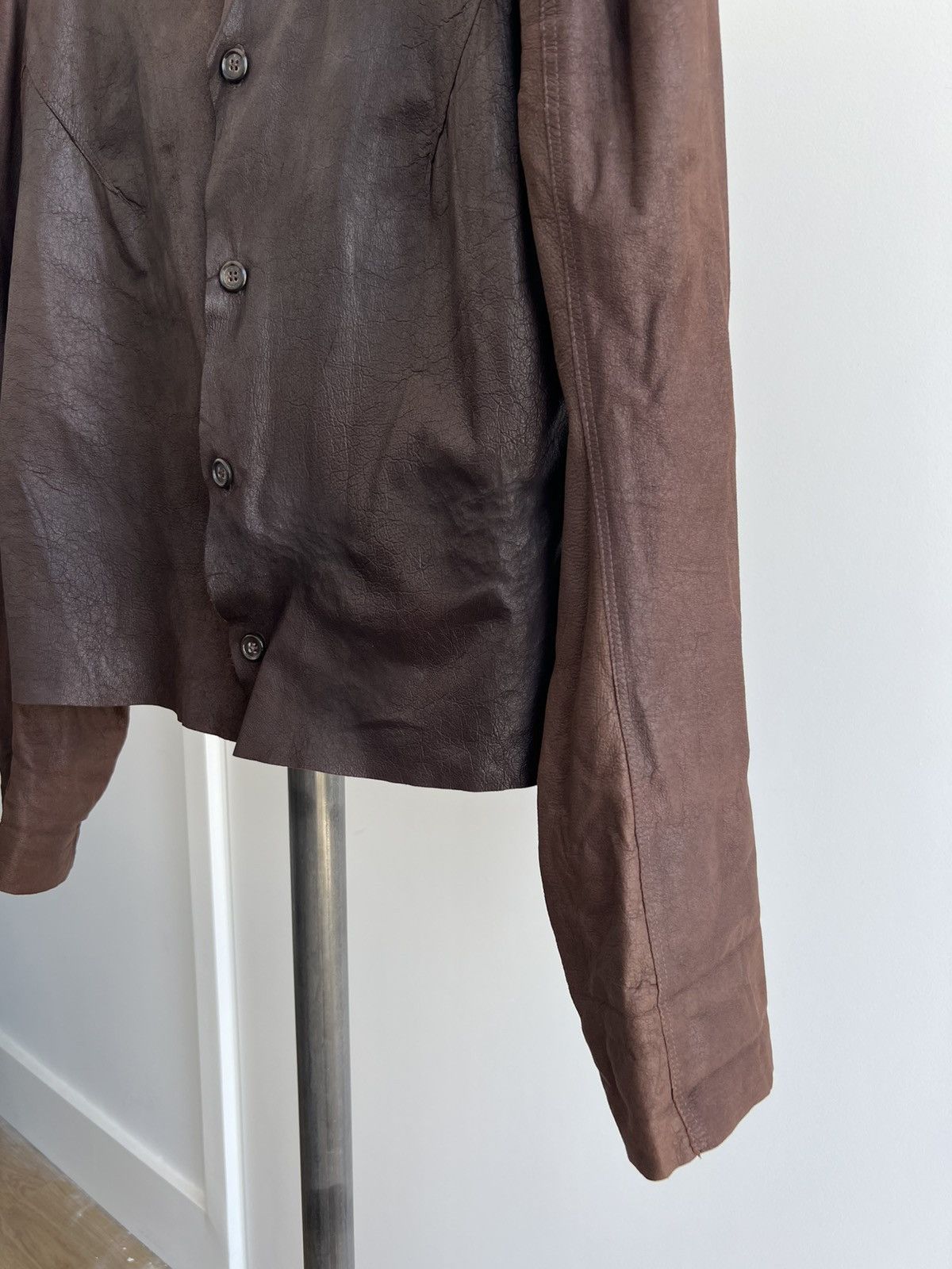 Rick Owens SS98 MONSTERS Gathered Shoulder Leather Jacket Size M / US 6-8 / IT 42-44 - 4 Thumbnail