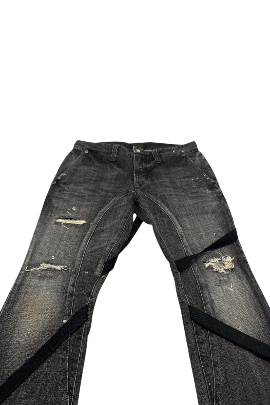 Izreel  Kazuhiro Takakura Izreel Kazuhiro Takakura grey bondage distressed denim jeans Size US 31 - 2 Thumbnail