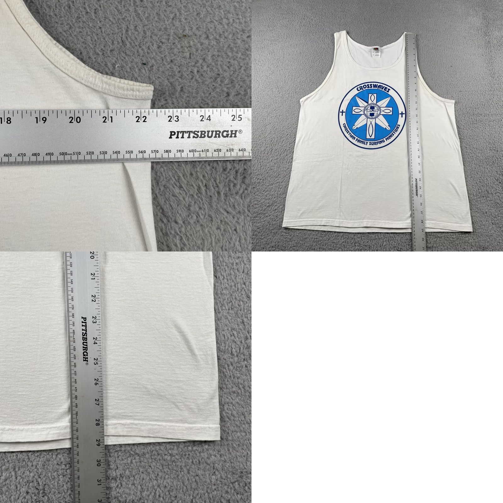 Fruit Of The Loom VINTAGE Fruit of the Loom XL Tank Top Shirt Cross Waves Christian Family Surfing Ministries Mens Size US XL / EU 56 / 4 - 9 Thumbnail