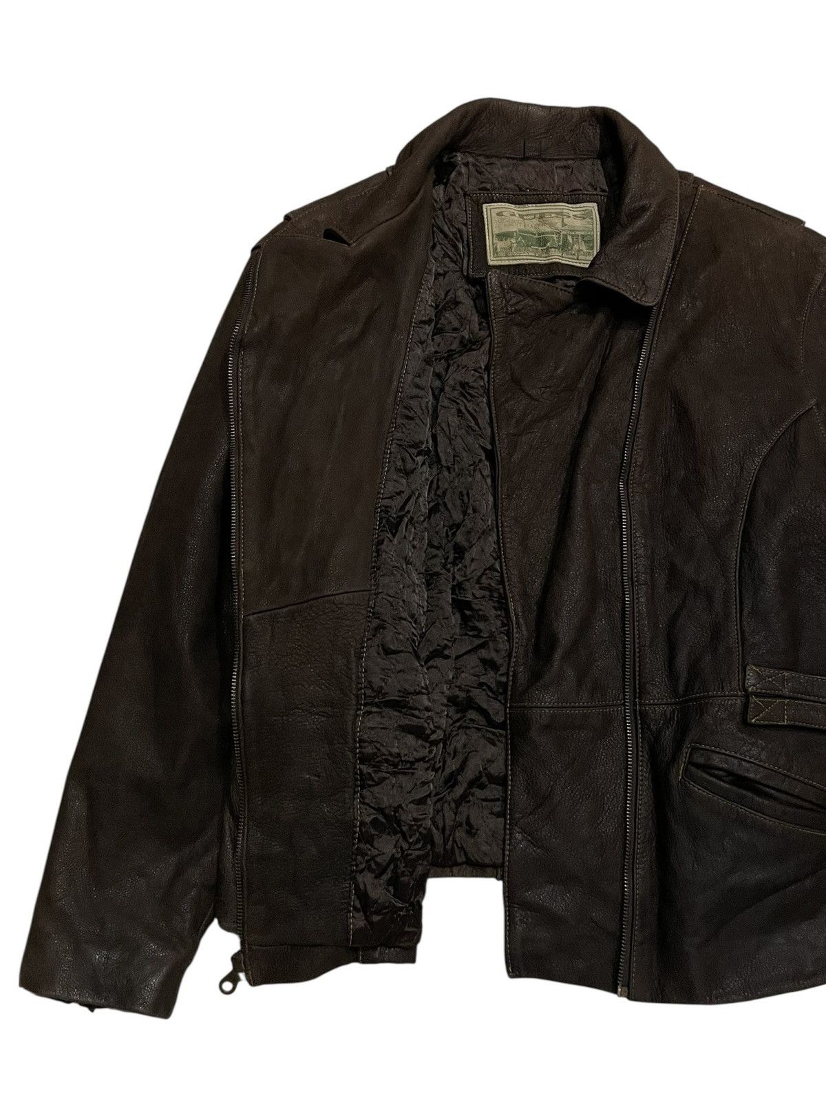 Guess 1990s Vintage GUESS Brown Leather Moto Jacket Size US M / EU 48-50 / 2 - 6 Thumbnail