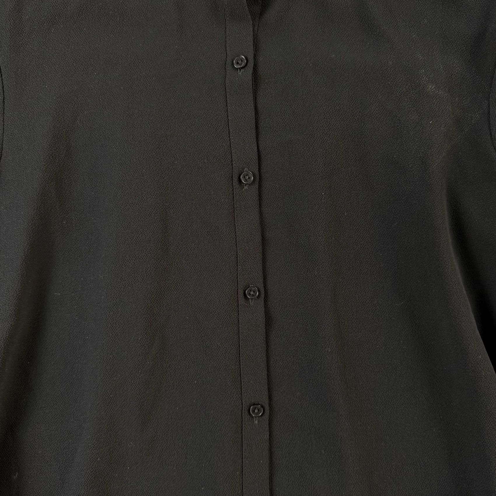 Express Express Blouse Womens S Black Button Front Long Sleeve Round Neck Top Size S / US 4 / IT 40 - 2 Thumbnail