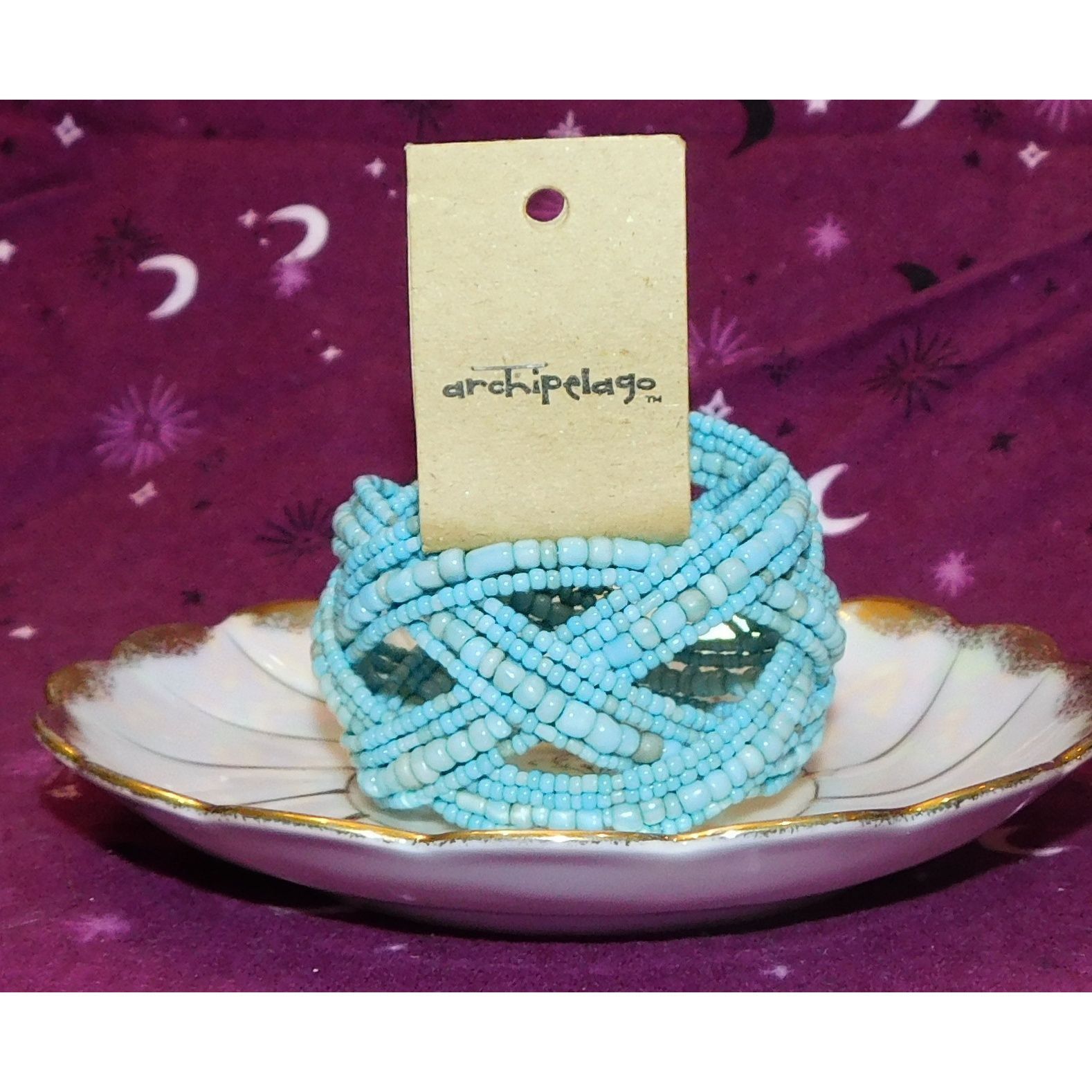 Other Archipelago Handmade Blue beaded Cuff Bracelet Size ONE SIZE - 4 Thumbnail