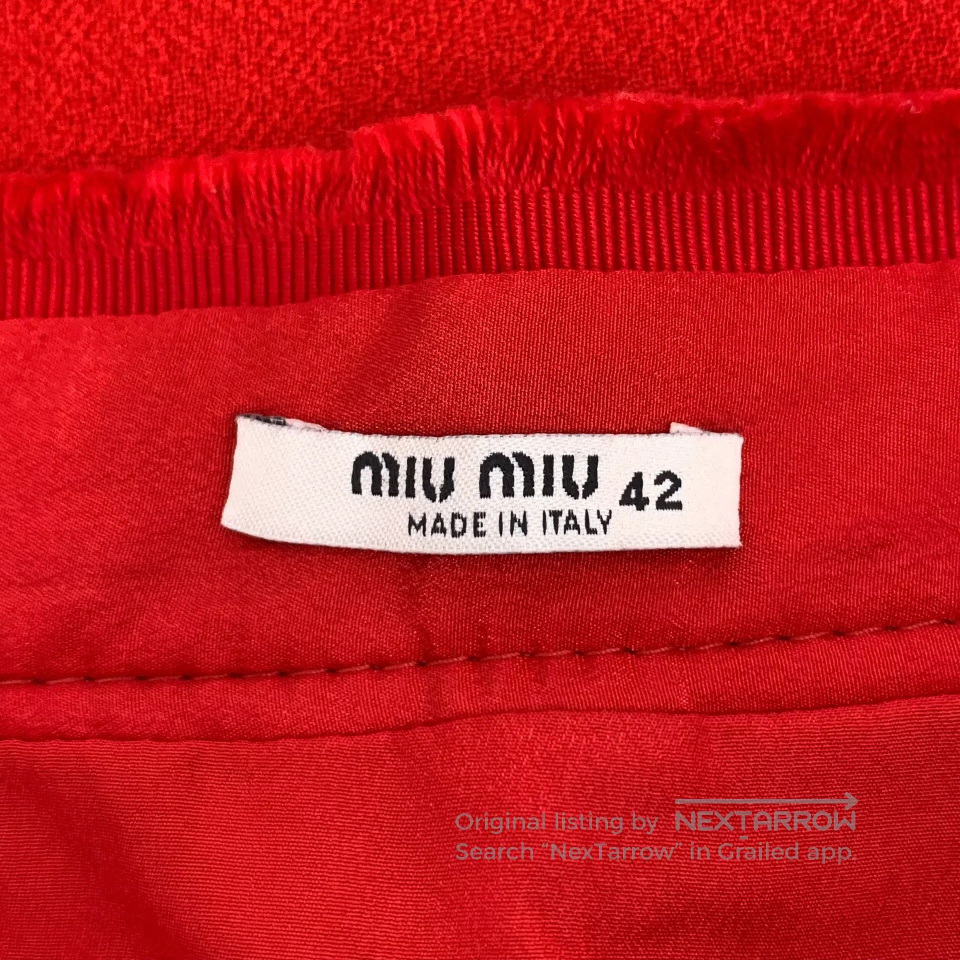 Miu Miu Miu Miu Red Lace Design Wool Casual Skirt| Size 41" - 5 Thumbnail