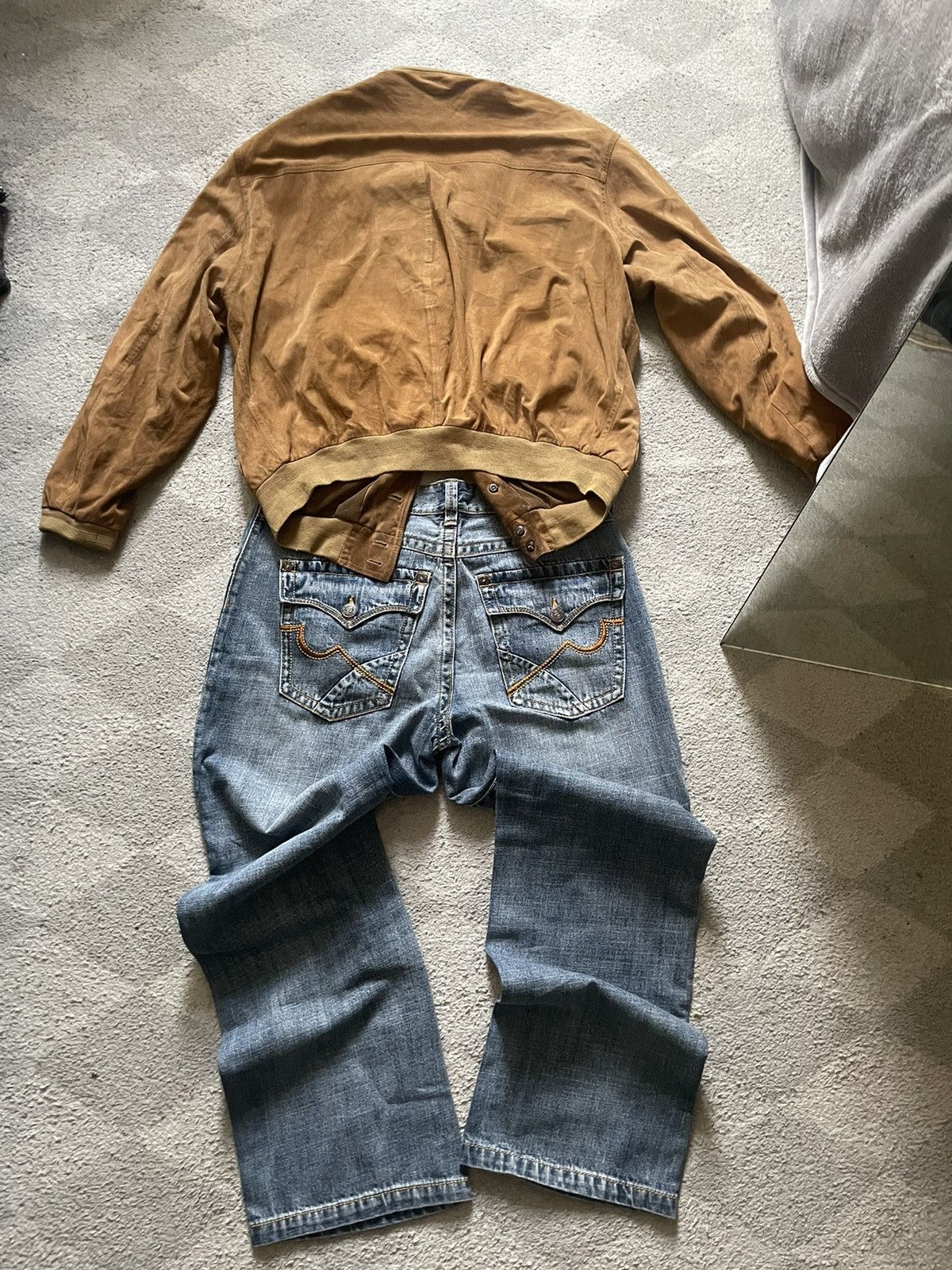 image of Italian Designers x La Matta Light Beige Bomber Jacket Made Italy, Men's (Size Large)