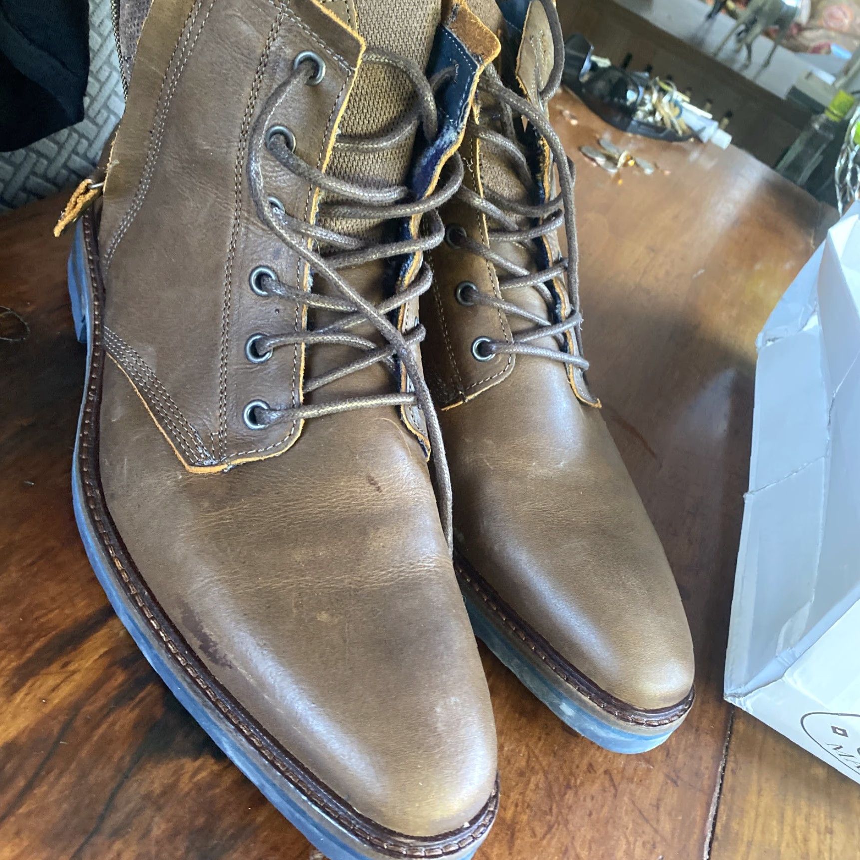 Steve Madden Steve Madden Mens Boots Leather Brown Size 13 Biker Boot Womens? Actually Men size 13 US 13 Leather Upper Outsole Brand New Size US 13 / EU 46 - 3 Thumbnail
