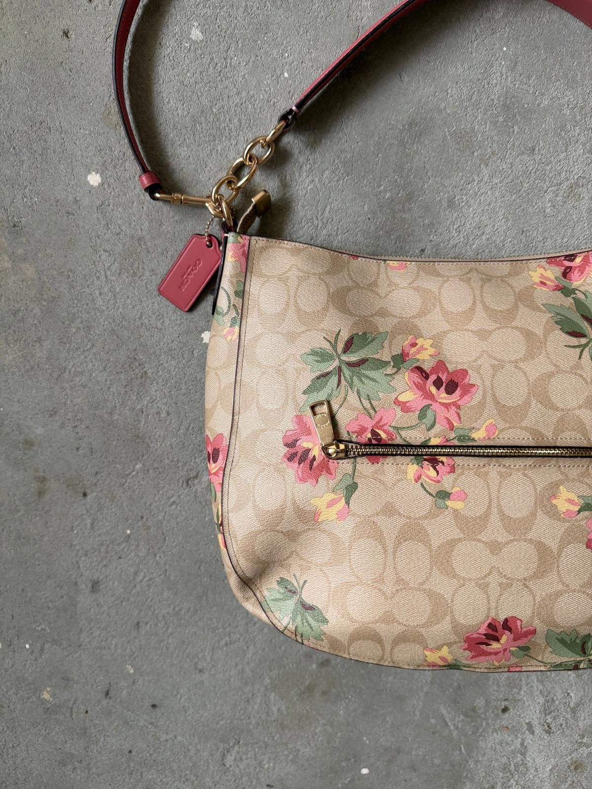 Coach Coach 2Way Signature Elle Flower Shoulder Bag Beige/Pink Size ONE SIZE - 7 Thumbnail