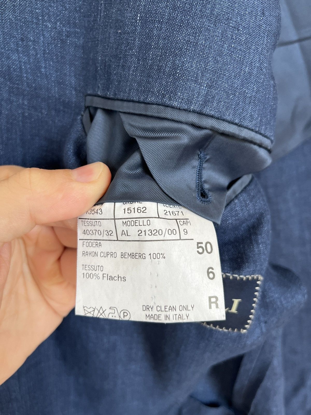 Canali CANALI Luxury Three Buttons Linen Blue Classic Sport Blazer Size 50R - 19 Thumbnail