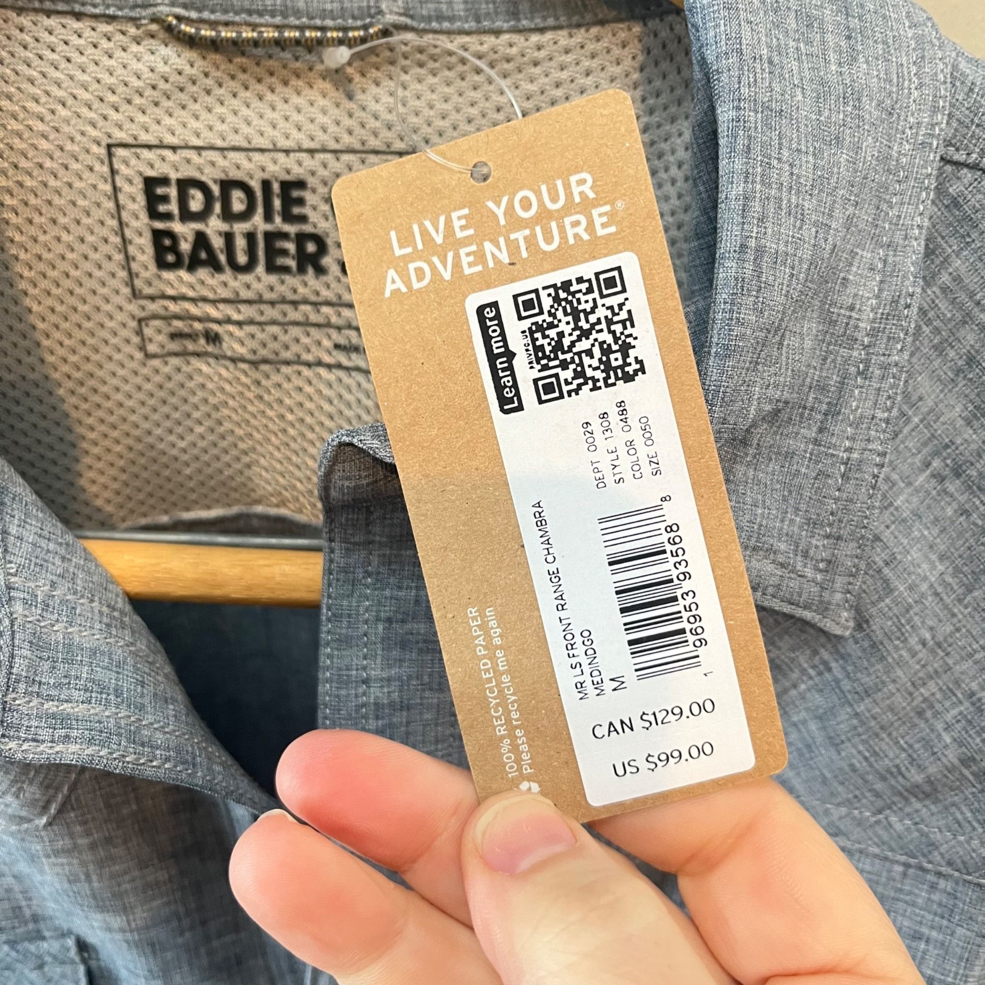 Eddie Bauer NEW Eddie Bauer's Men's Front Range Long-Sleeve Chambray Shi Size US M / EU 48-50 / 2 - 5 Thumbnail
