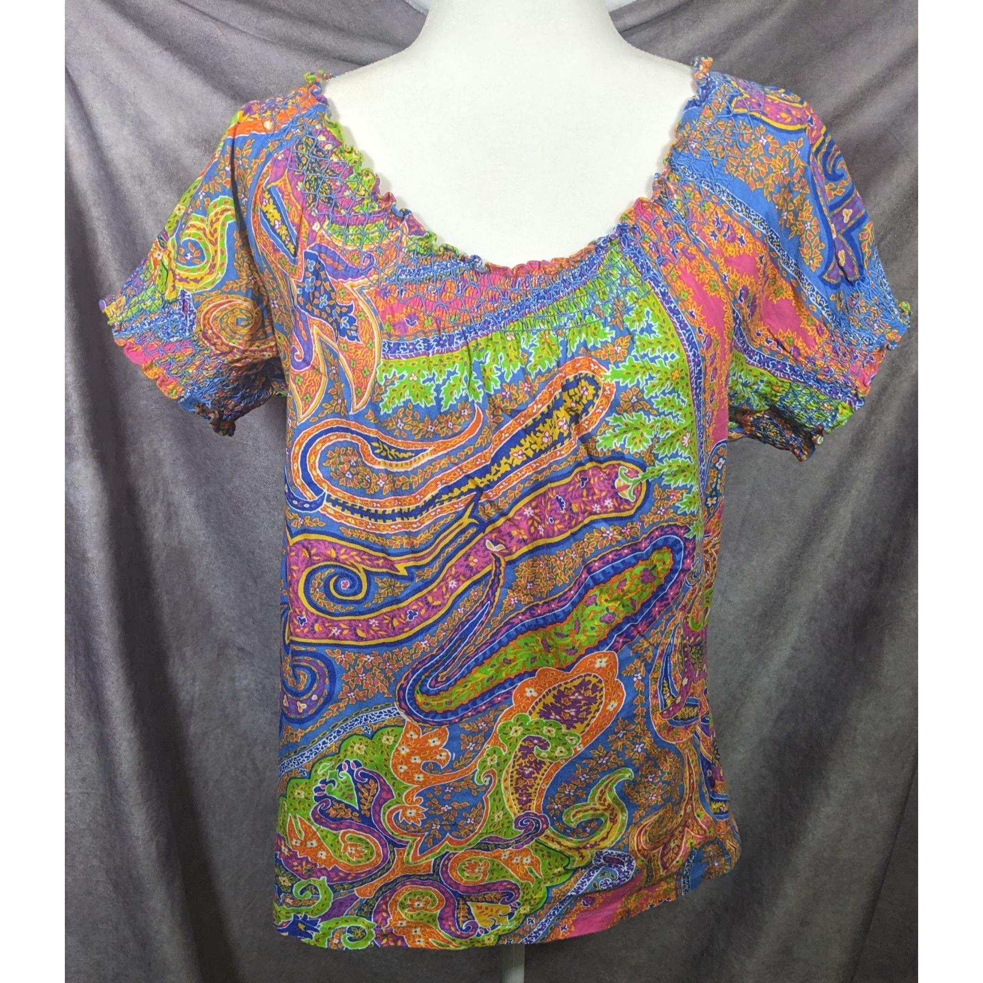 Lauren Ralph Lauren Vintage Y2K Lauren Ralph Lauren Rainbow Paisley Peasant Top Size L / US 10 / IT 46 - 4 Thumbnail