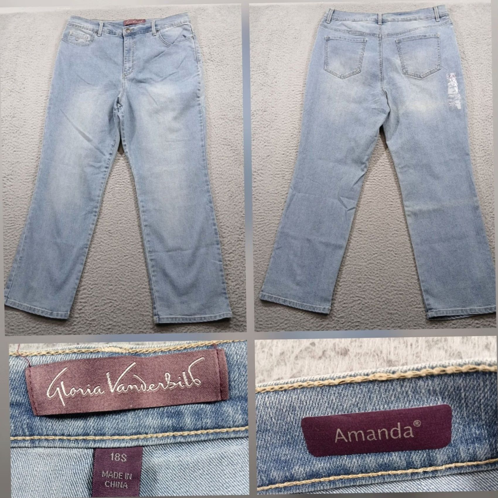 Gloria Vanderbilt VINTAGE Gloria Vanderbilt Amanda Jeans Women 18P Light Wash Tapered Stretch Denim EUC Size 40" / US 18 - 2 Thumbnail