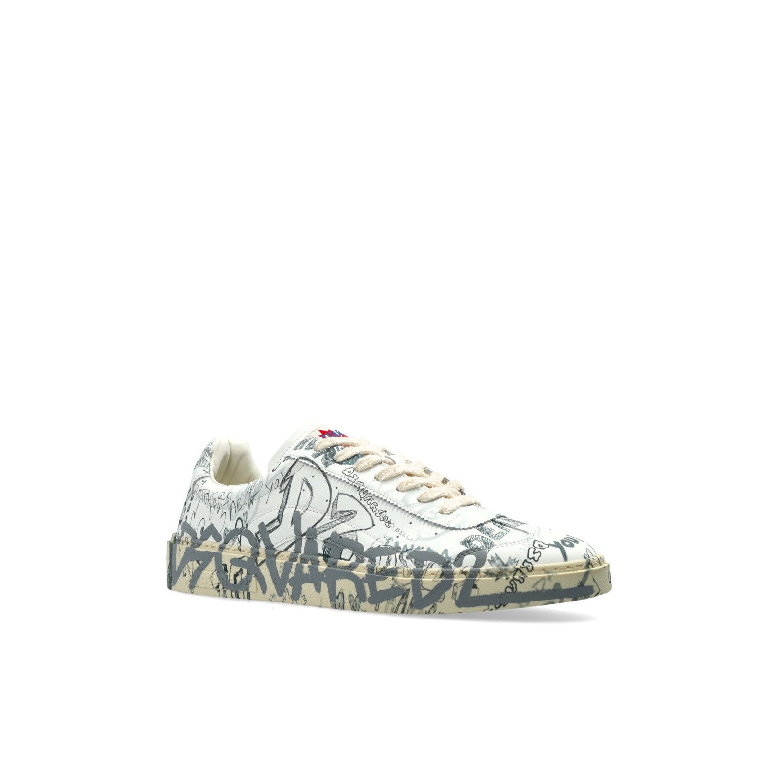 Dsquared2 DSQUARED2 Rider Graffiti White Leather Sneakers New & Authen Size US 12 / EU 45 - 2 Thumbnail