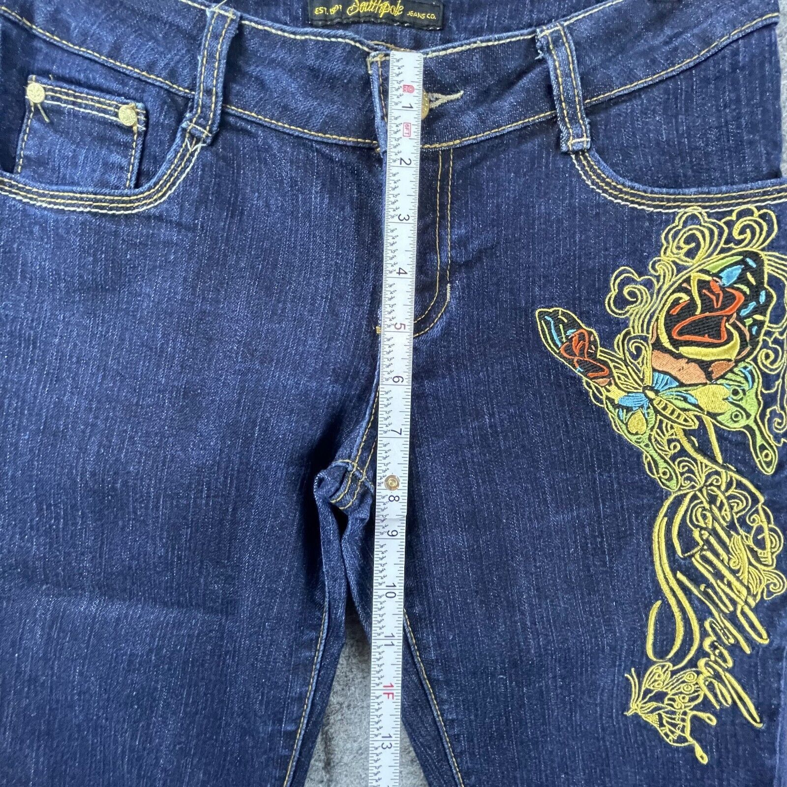 Southpole Southpole Jean Shorts Womens 7 Butterfly Embroidered Y2K 90s Size 29" - 6 Thumbnail