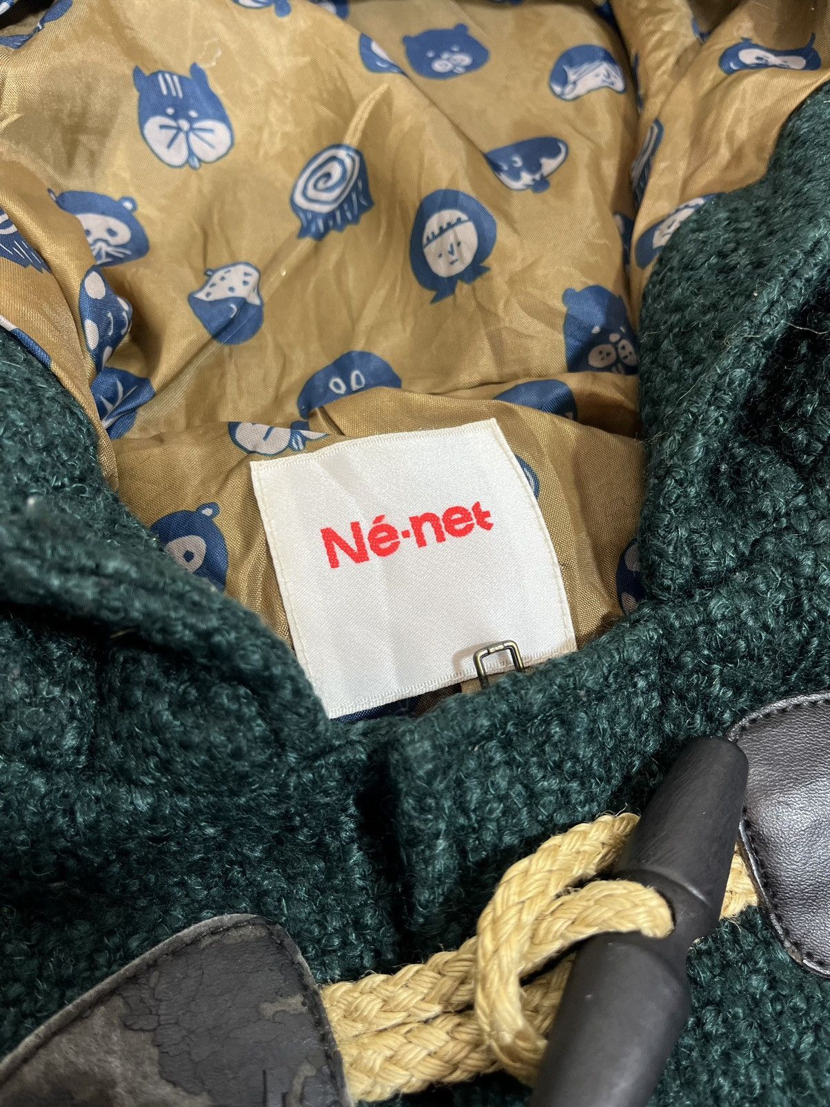 Issey Miyake × Ne-Net Ne-Net Green Wool Duffle Coat Size US L / EU 52-54 / 3 - 7 Thumbnail