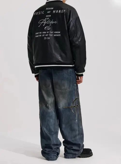 VIBE Vintage patchwork studded casual straight-leg jeans Size US 32 / EU 48 - 5 Thumbnail