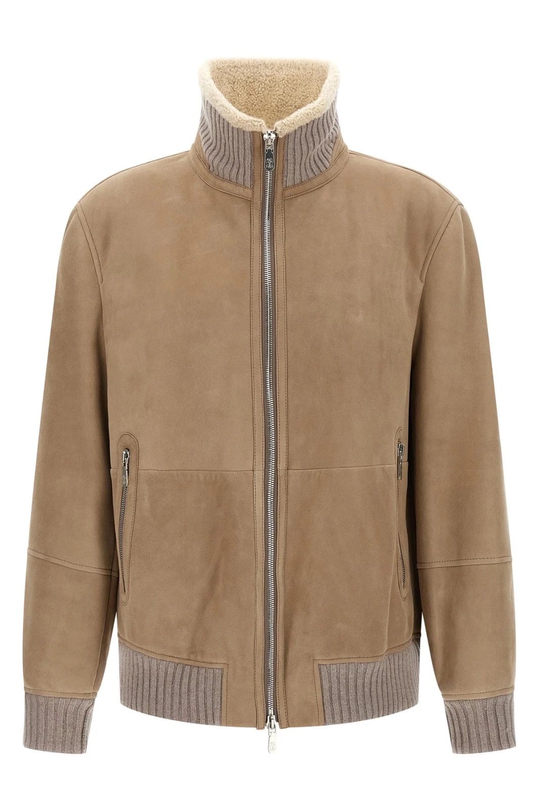 BRUNELLO CUCINELLI Hazelnut Suede Shearling Jkt NWT