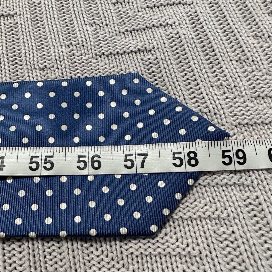 Paul Fredrick Paul Fredrick navy and cream polka dot Italian silk tie Size ONE SIZE - 4 Thumbnail