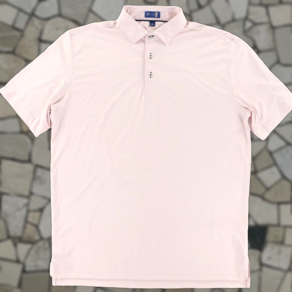 Vintage Stitch Golf Printed Stretch Polyester Solid Polo Shirt Pink Men's L Size US L / EU 52-54 / 3 - 1 Thumbnail