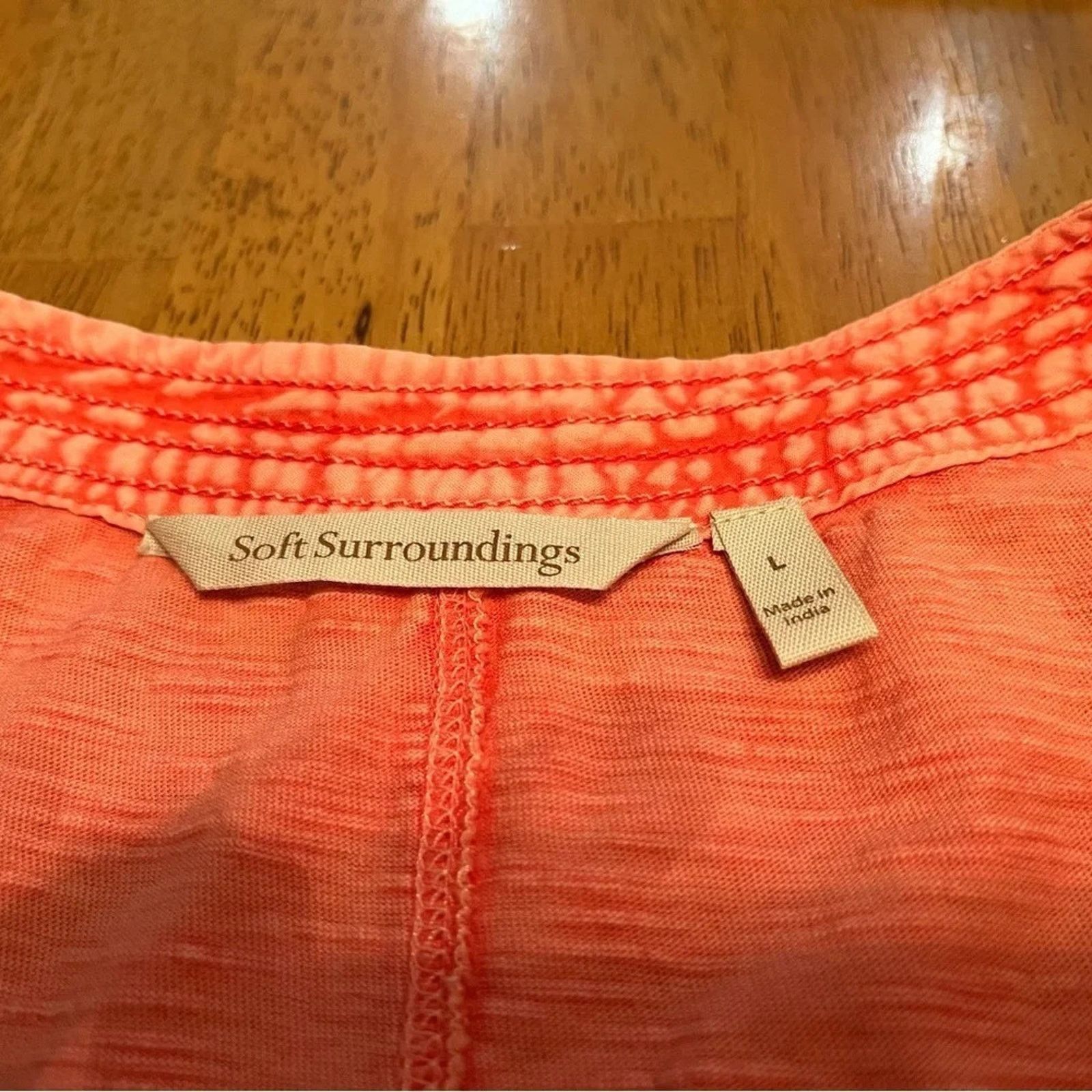 The Unbranded Brand Soft Surroundings 100% cotton tunic short sleeve top, size L Size L / US 10 / IT 46 - 3 Thumbnail