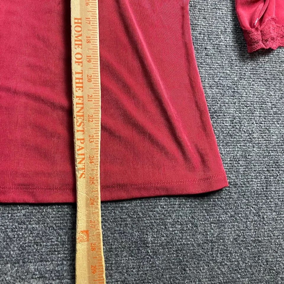 Vintage Citiknits Top Women's Large Red 3/4 Sleeve V-Neck Acetate Size L / US 10 / IT 46 - 4 Thumbnail