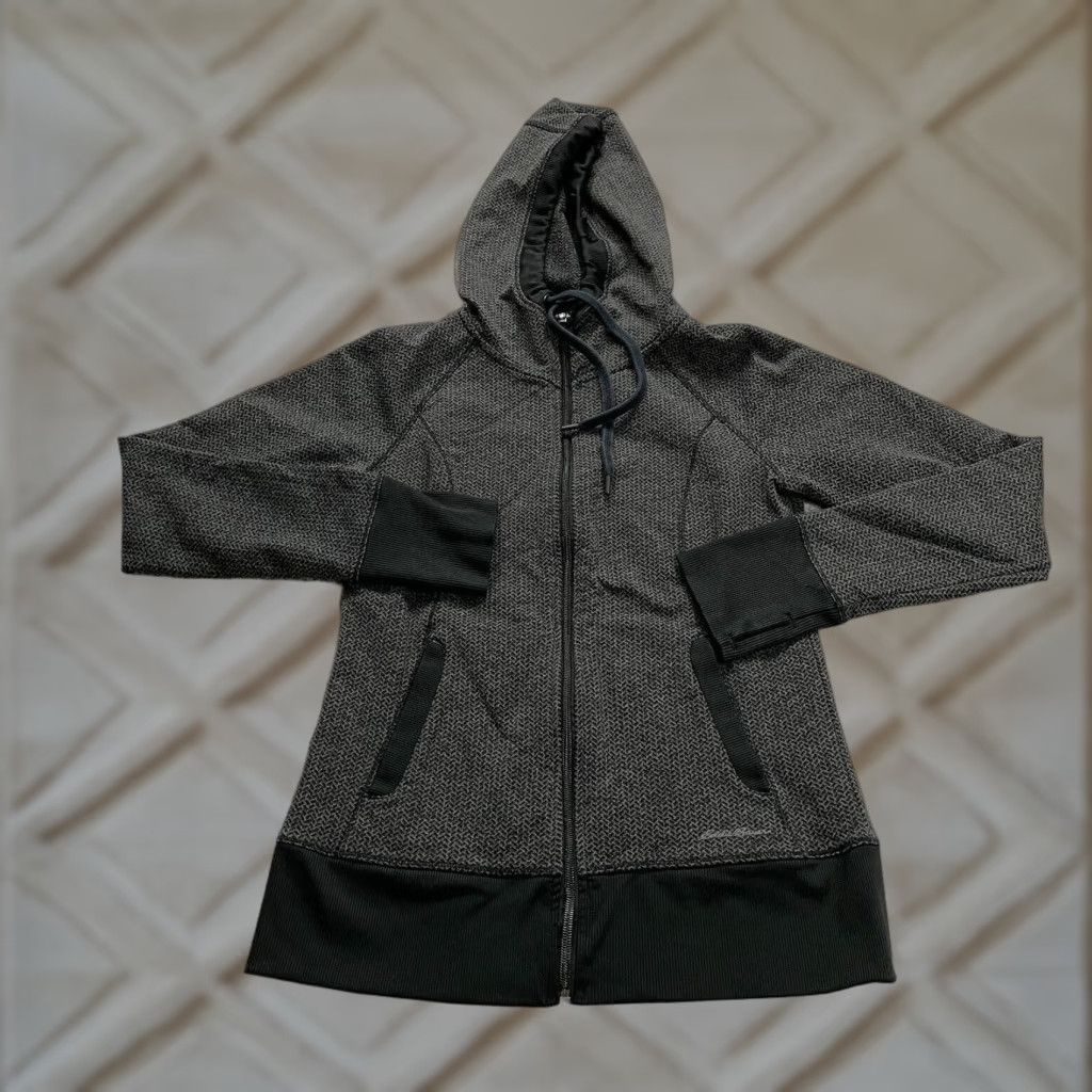 Eddie Bauer Eddie Bauer Full Zip Hoodie Sweatshirt Womens S Gray Black Fleece Thumbholes Hooded Zip Pocket Long Sleeve Size S / US 4 / IT 40 - 1 Thumbnail