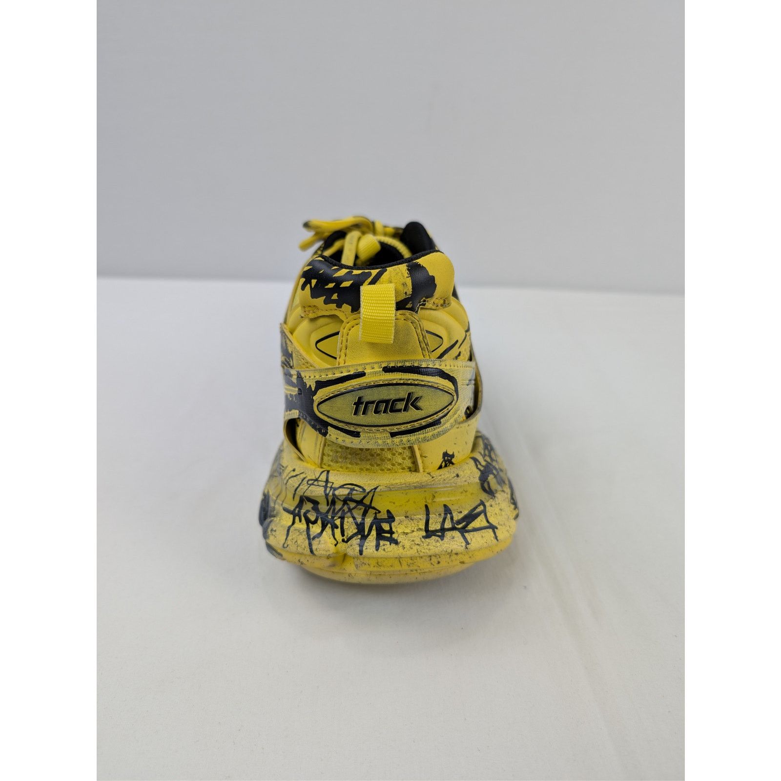 Balenciaga o1rshd1 Graffiti Dirty Track Texture Mesh Sneakers in Yellow Size US 12 / EU 45 - 14 Thumbnail