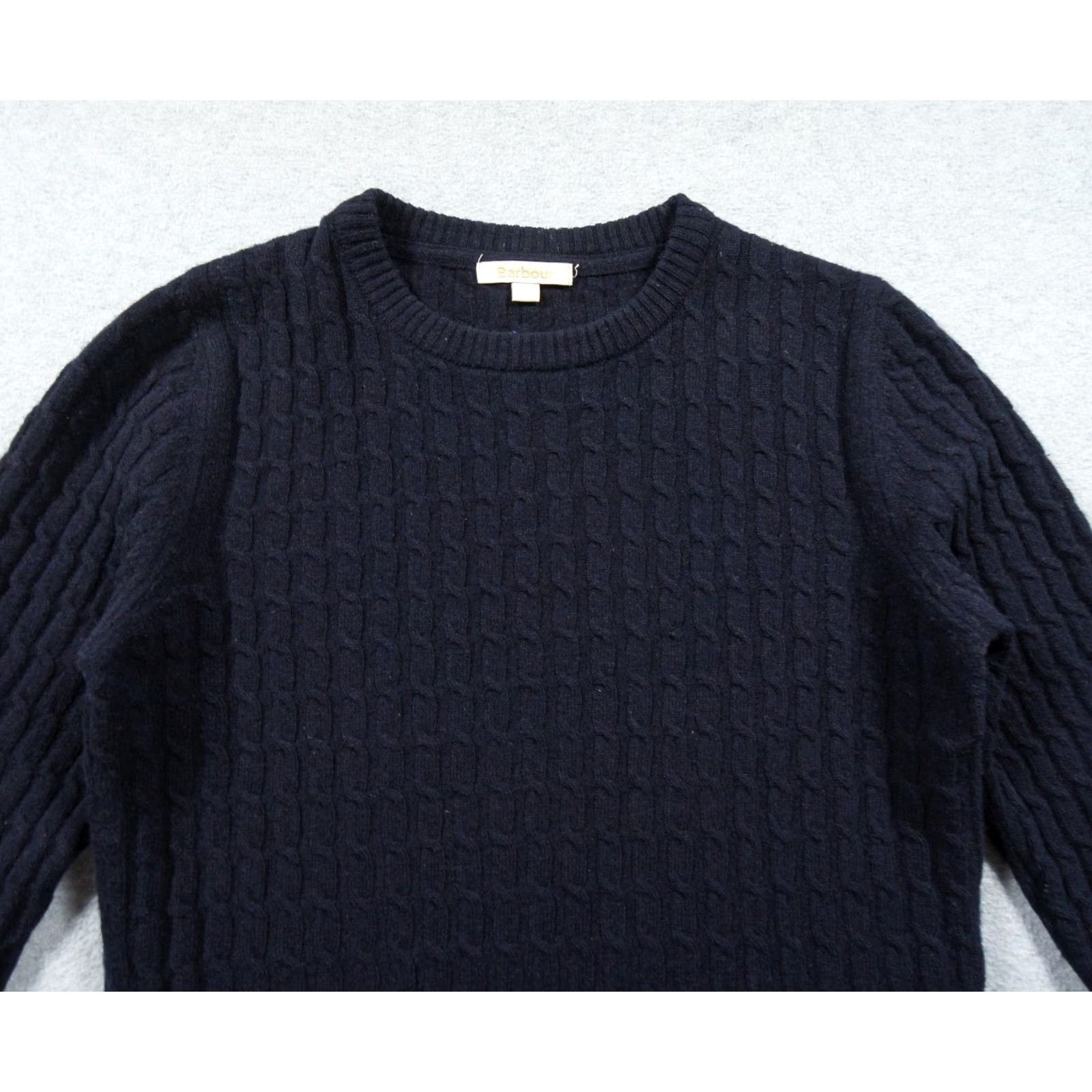 Barbour Barbour Sweater Womens Size 10 Blue Cable Knit Crewneck Lamsbwool Langdale Pullover Knit Wool Carded All Seasons Regular Vintage N/A Size L / US 10 / IT 46 - 2 Thumbnail
