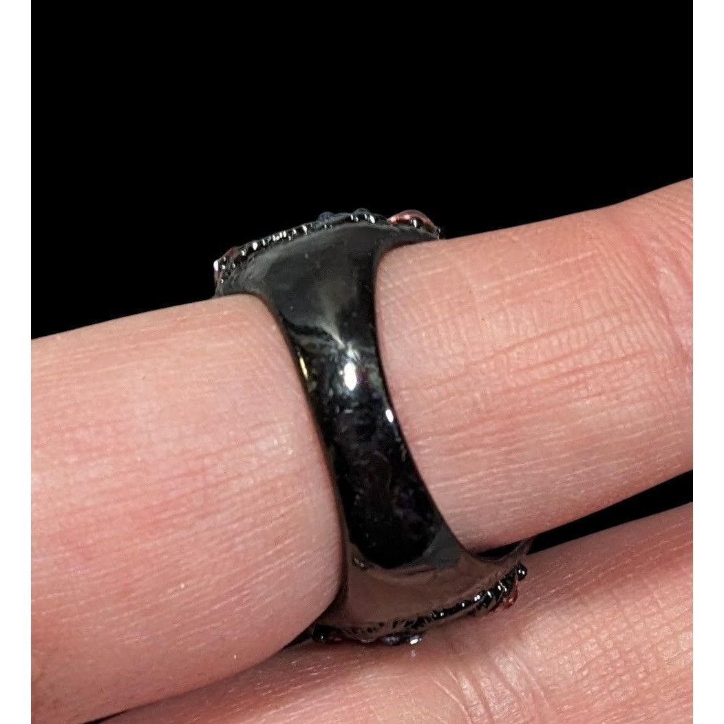 Other Pastel Goth Romantic Floral Enamel And Gemmed Ring Size 8 1/ Size ONE SIZE - 3 Thumbnail