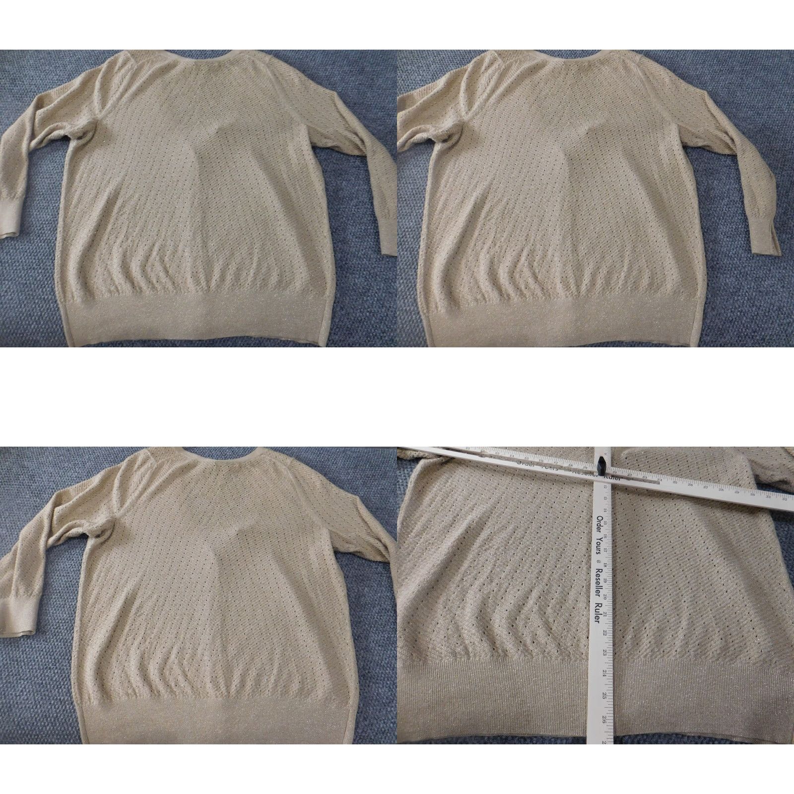 Vintage Lane Bryant Womens Cardigan Sweater 18 Plus Beige Cable-Knit Long Sleeve Crew Neck Button Stretch Size XXL / US 16-18 / IT 52-54 - 8 Thumbnail