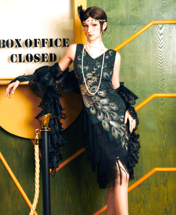Other Babeyond Pine Green Gold Faux 20's Flapper Dress M Size M / US 6-8 / IT 42-44 - 8 Thumbnail