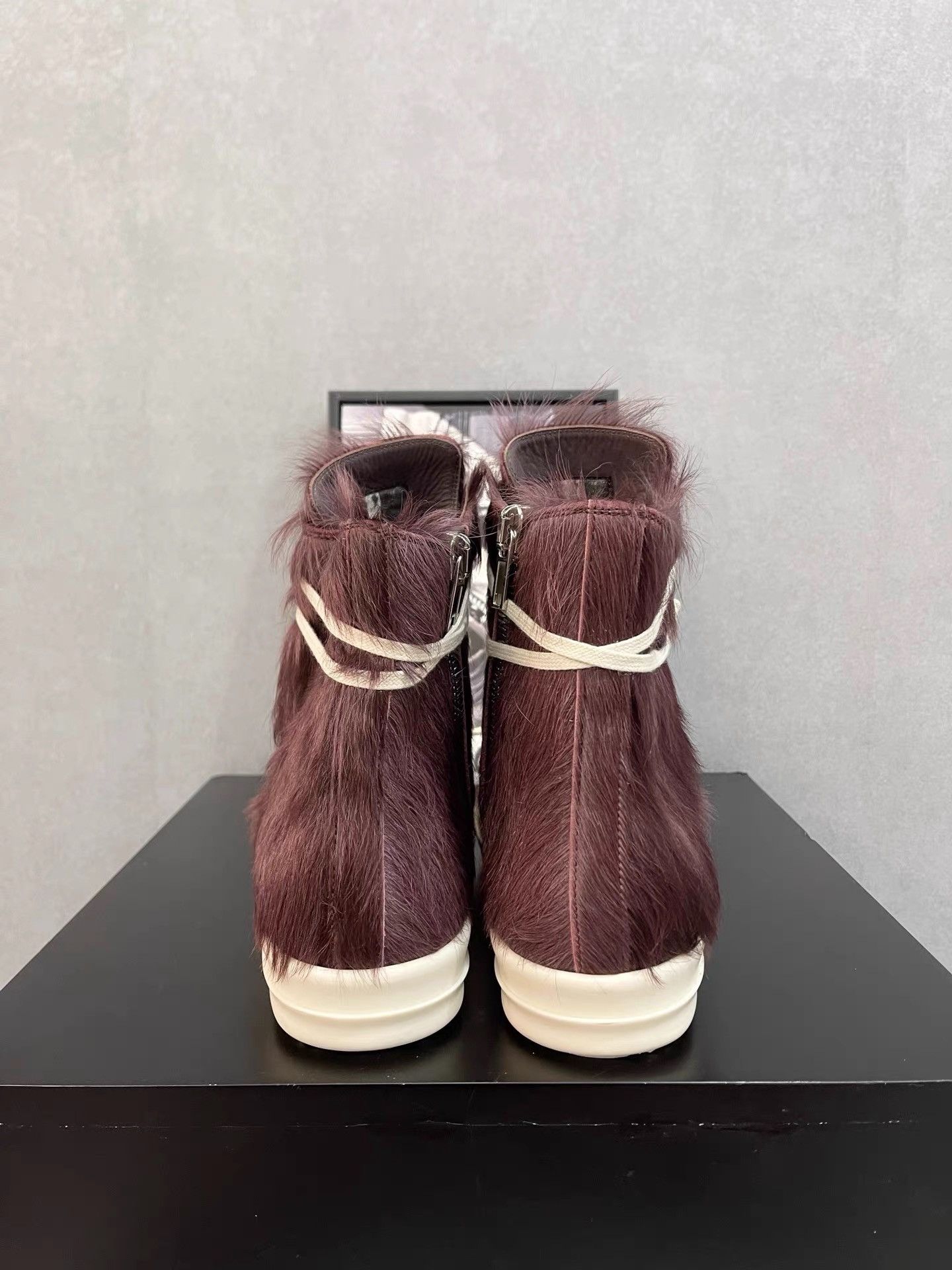 Rick Owens Rick Owens Purple Hair Leather High-Top Sneakers K34 Size US 6 / IT 36 - 7 Thumbnail