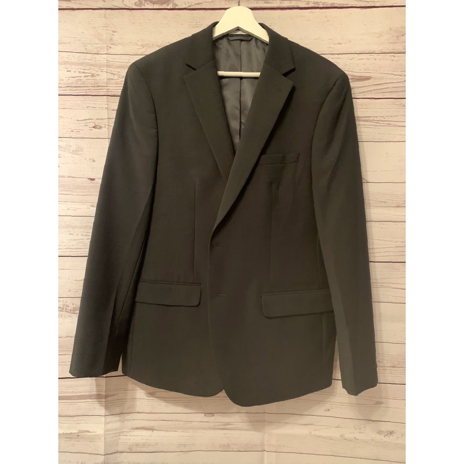 Bar III Bar III Blazer Jacket Mens Slim Wool Mid-Gray Pindot 44R 165949 Regular 2-Button Front Four-Button Sleeve Business Size 44R - 4 Thumbnail