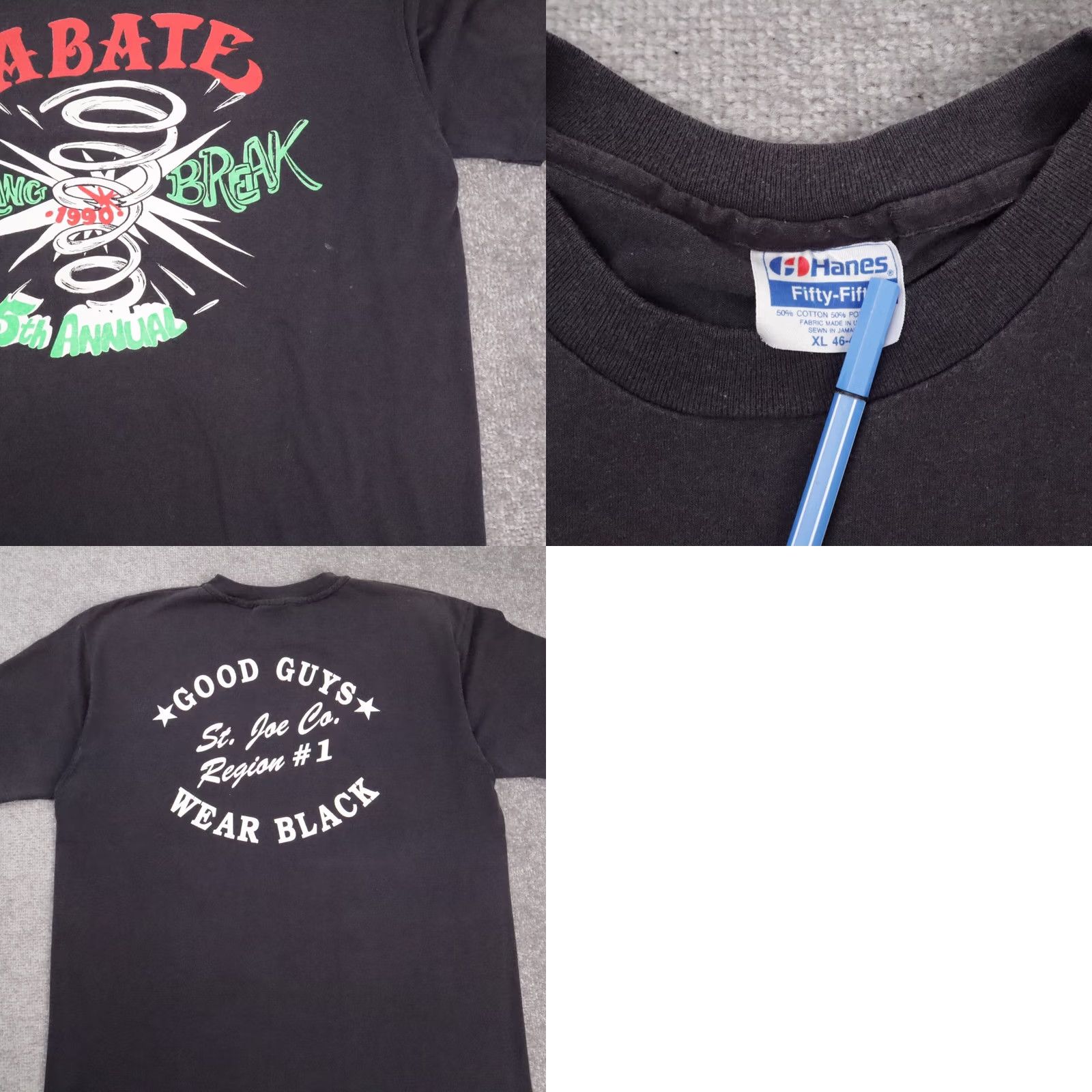 Vintage VINTAGE 90s Abate Spring Break XL Black Short Sleeve T-Shirt Mens Size US XL / EU 56 / 4 - 8 Thumbnail