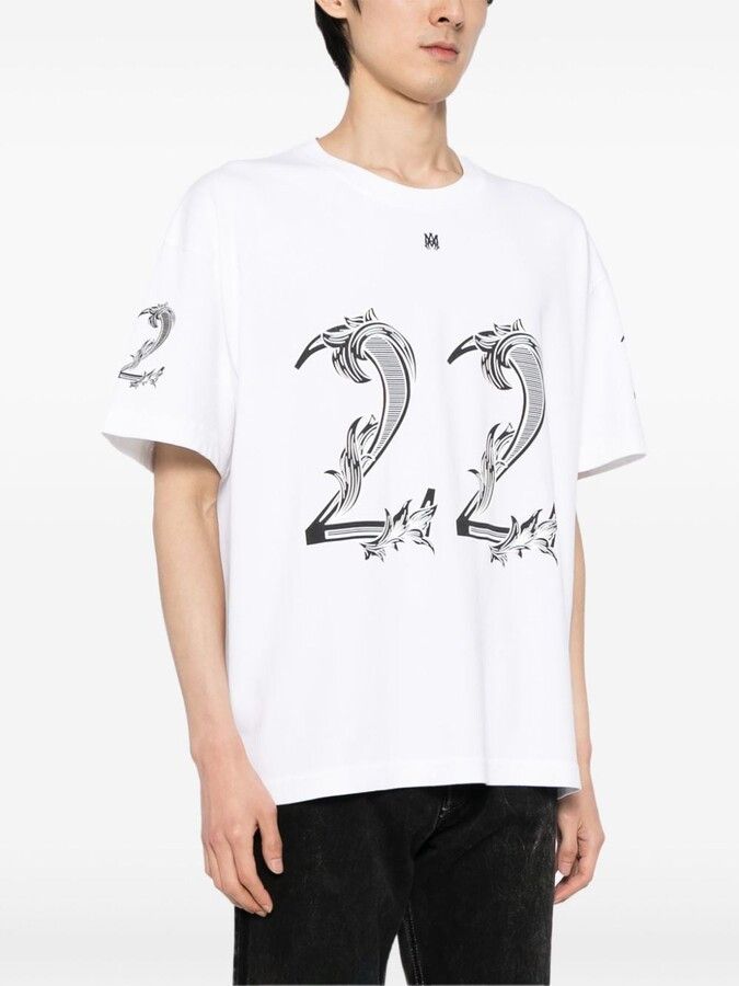 Amiri o1s1wg110525 Baroque Logo T-Shirt in White/Black Size US L / EU 52-54 / 3 - 3 Thumbnail