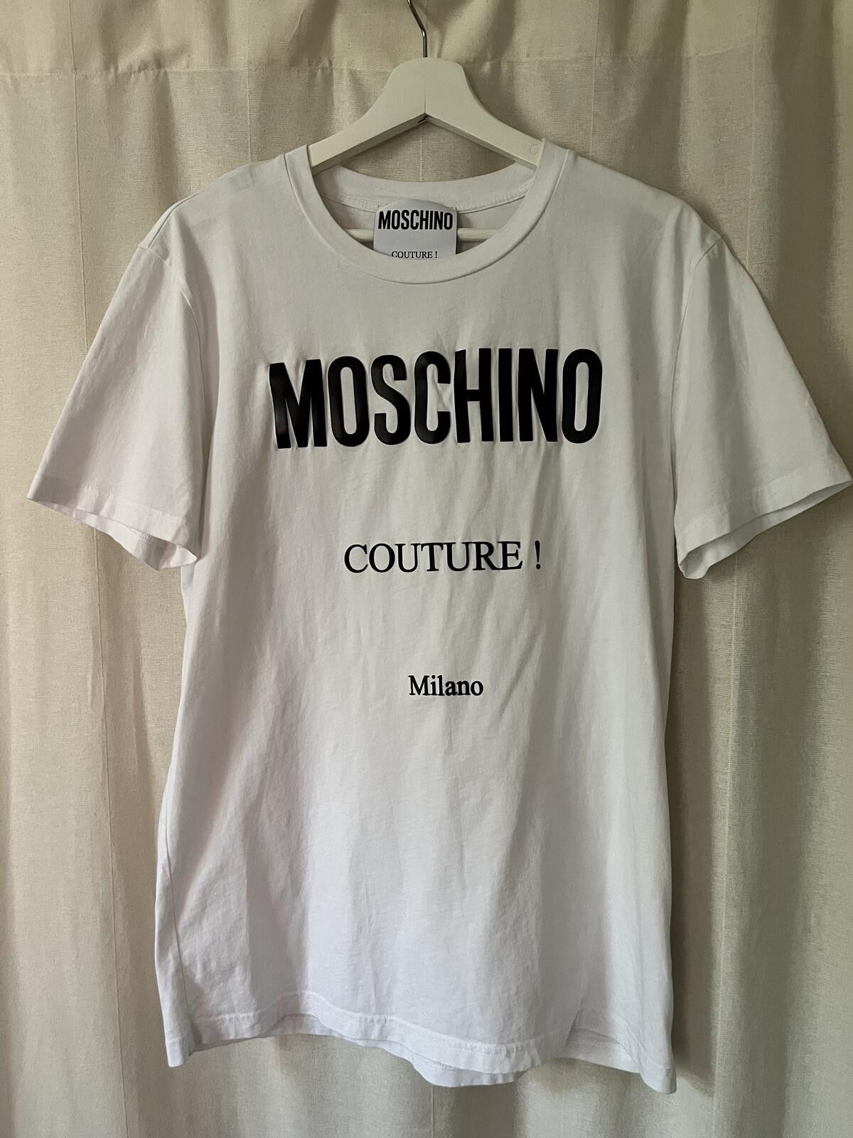 Moschino MOSCHINO COUTURE MILANO WHITE LOGO TSHIRT Size US L / EU 52-54 / 3 - 1 Thumbnail